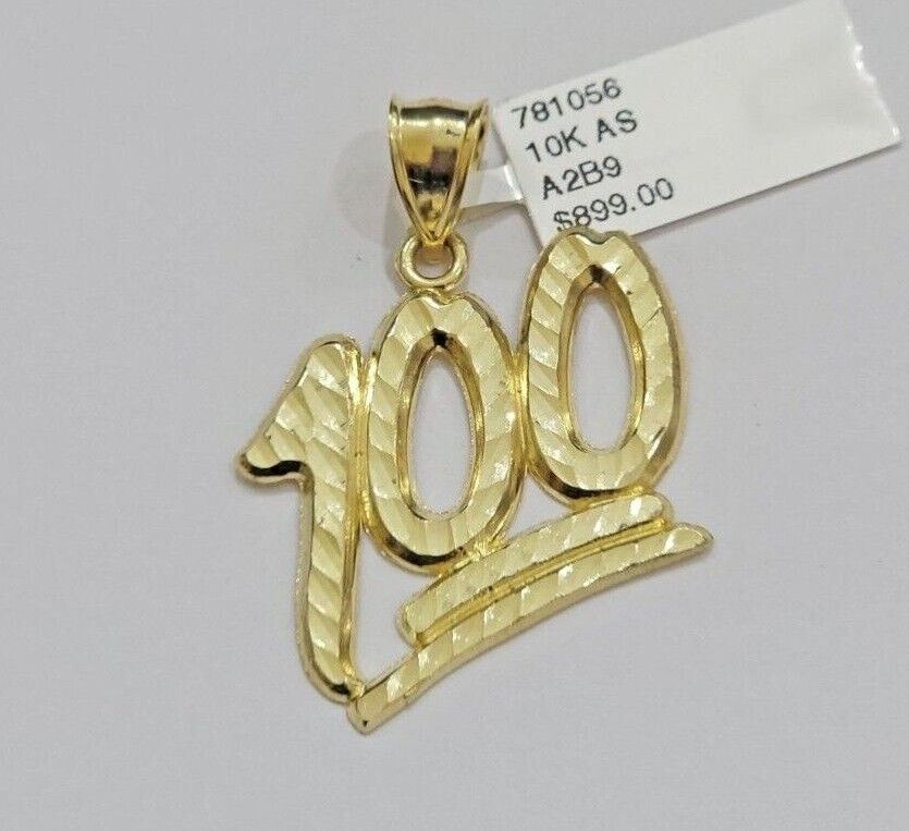 10k Yellow Gold Rope Chain 100 Charm Pendant Set 18" - 28 Inch 3mm Necklace REAL - GoldenlinQ
