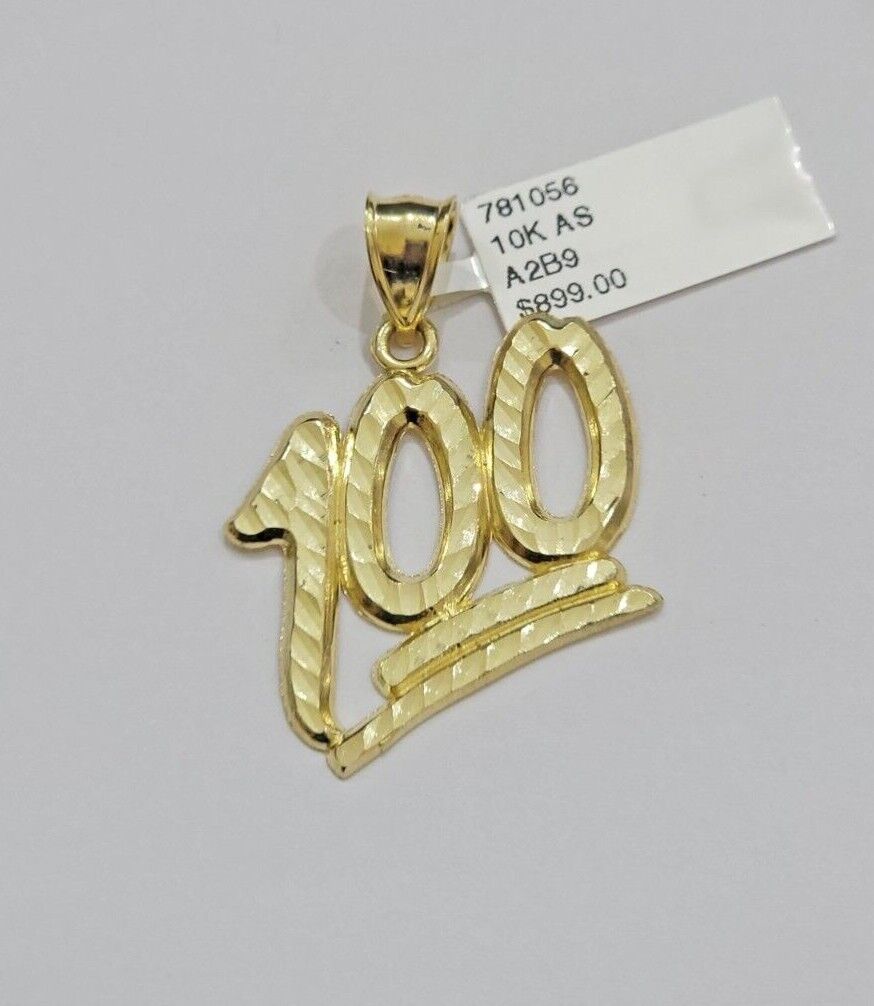 10k Yellow Gold Rope Chain 100 Charm Pendant Set 22 Inch 3mm Necklace REAL SALE - GoldenlinQ