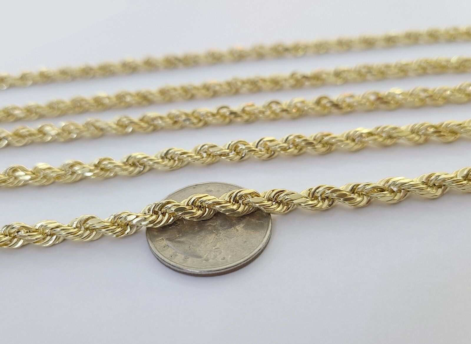 10k Yellow Gold Rope Chain 5mm 18" - 26" Inch Real Gold 10kt All Sizes - GoldenlinQ