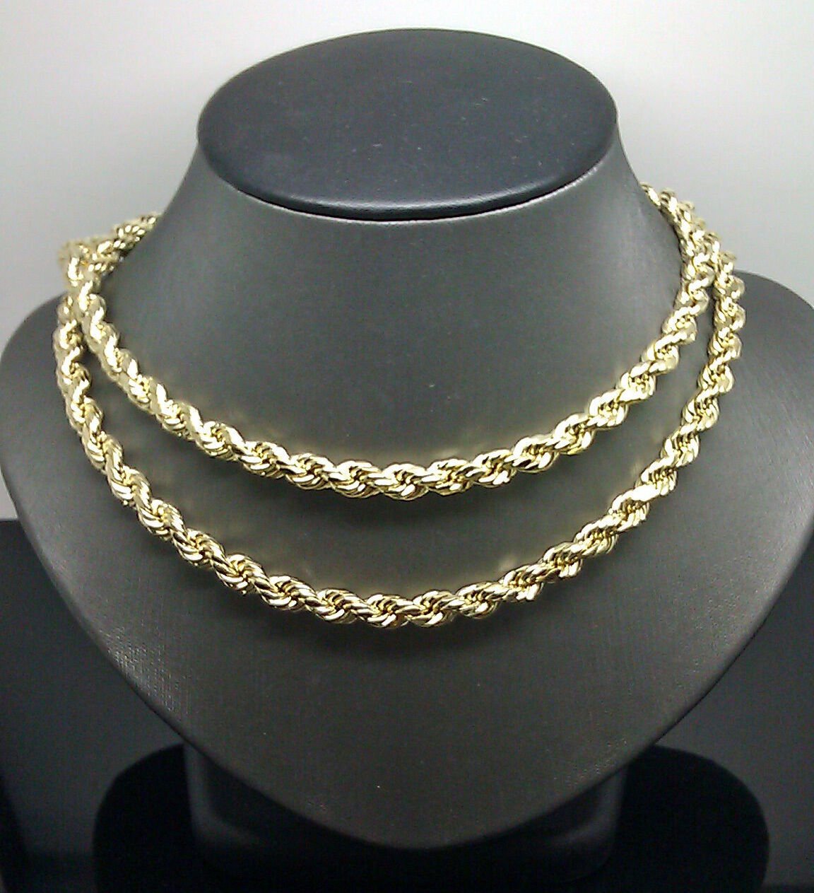 10k Yellow Gold Rope Chain 5mm 18" - 26" Inch Real Gold 10kt All Sizes - GoldenlinQ