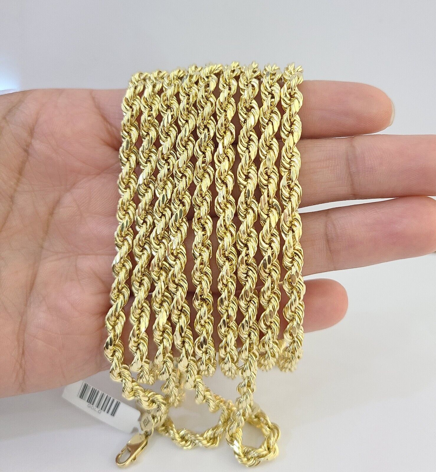 10k Yellow Gold Rope Chain 5mm 18" - 26" Inch Real Gold 10kt All Sizes - GoldenlinQ
