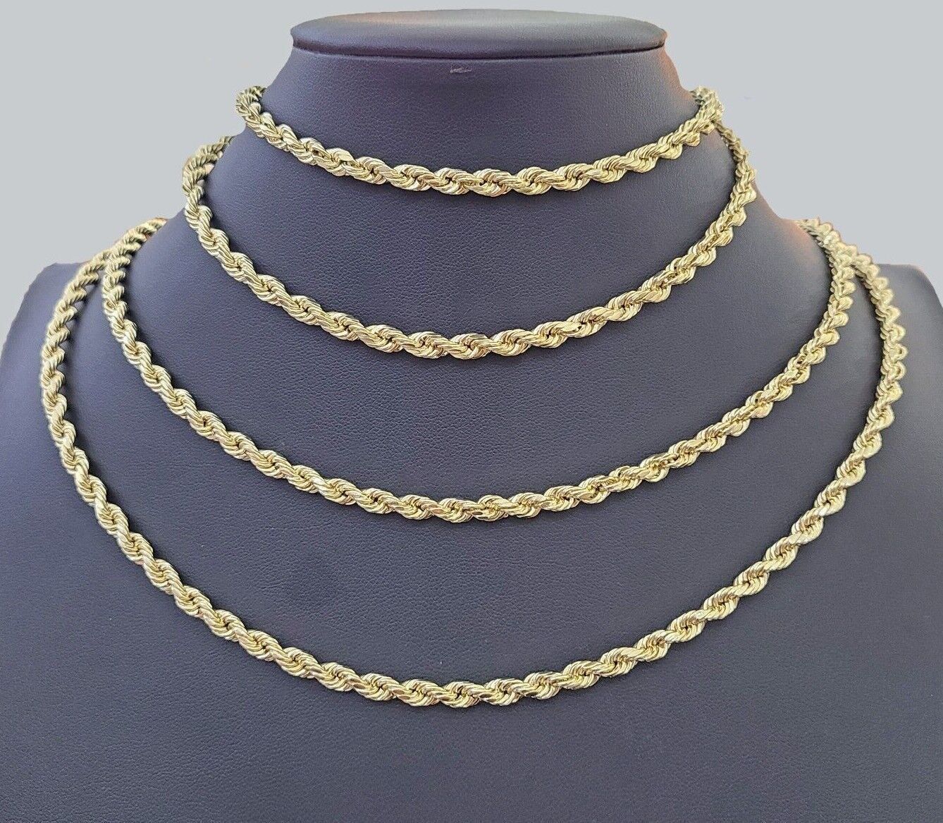 10k Yellow Gold Rope Chain 5mm 18" - 26" Inch Real Gold 10kt All Sizes - GoldenlinQ