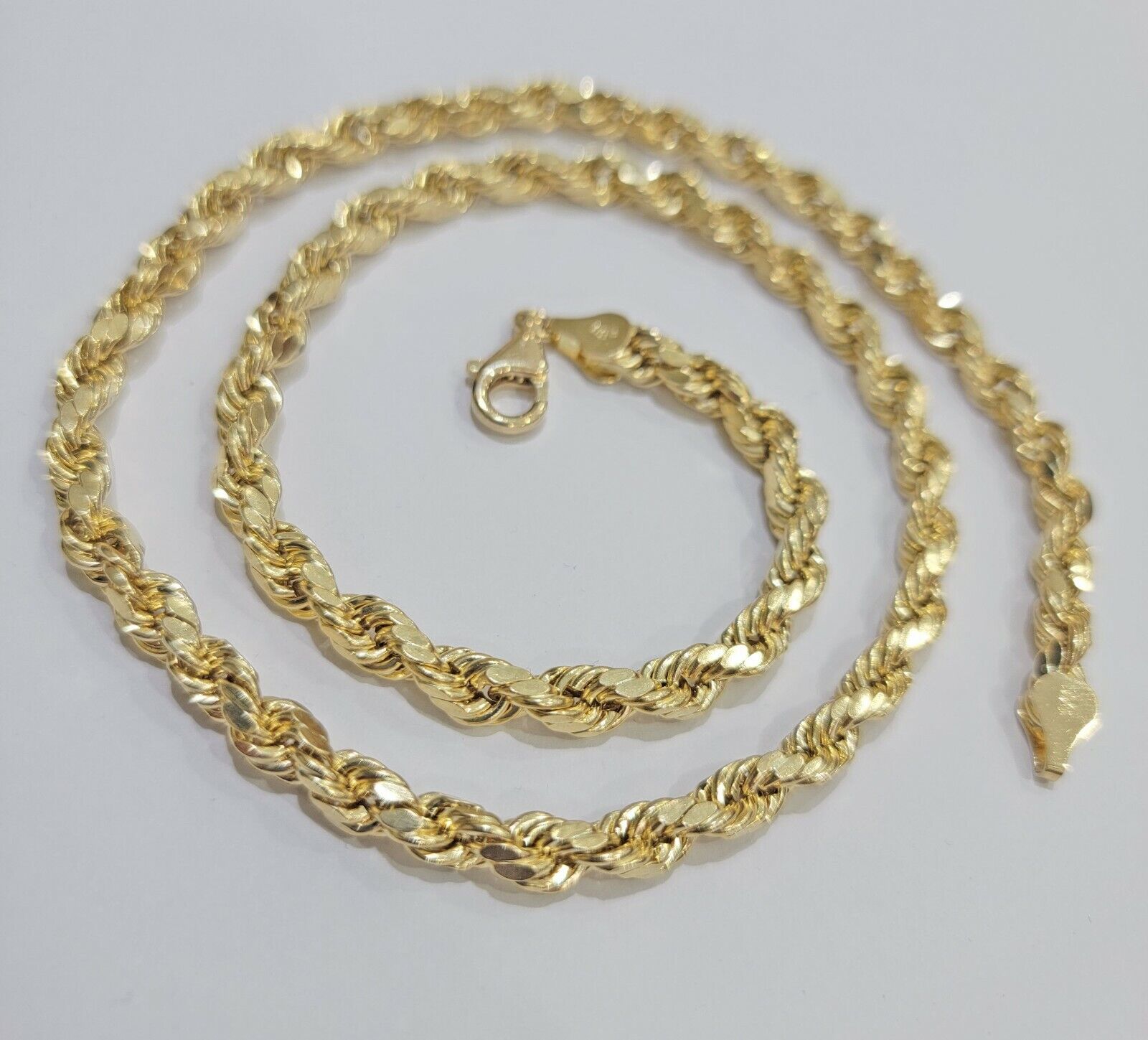 10k Yellow Gold Rope Chain 6mm 28" Necklace Real 10k Gold Men women Diamond Cut - GoldenlinQ