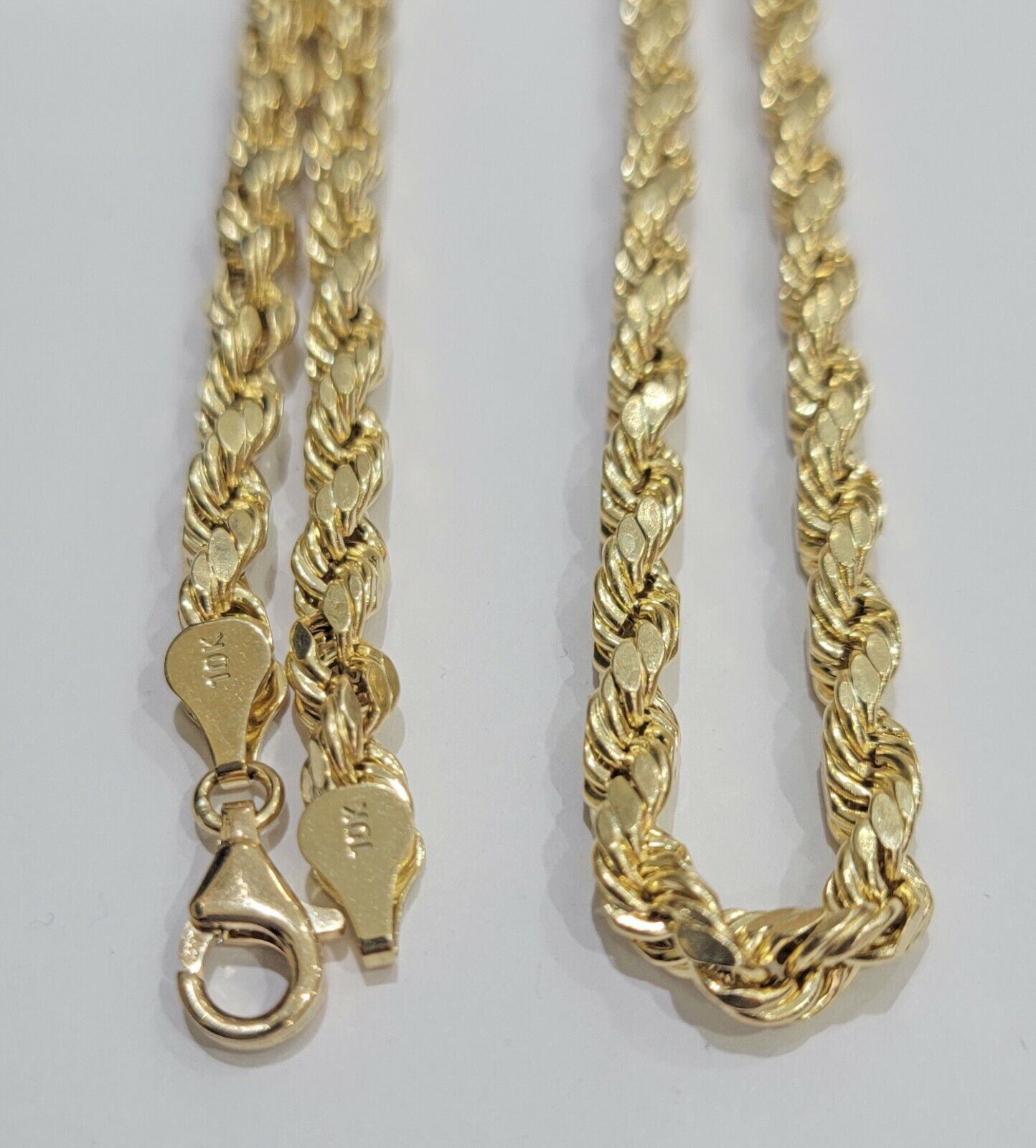 10k Yellow Gold Rope Chain 6mm 28" Necklace Real 10k Gold Men women Diamond Cut - GoldenlinQ