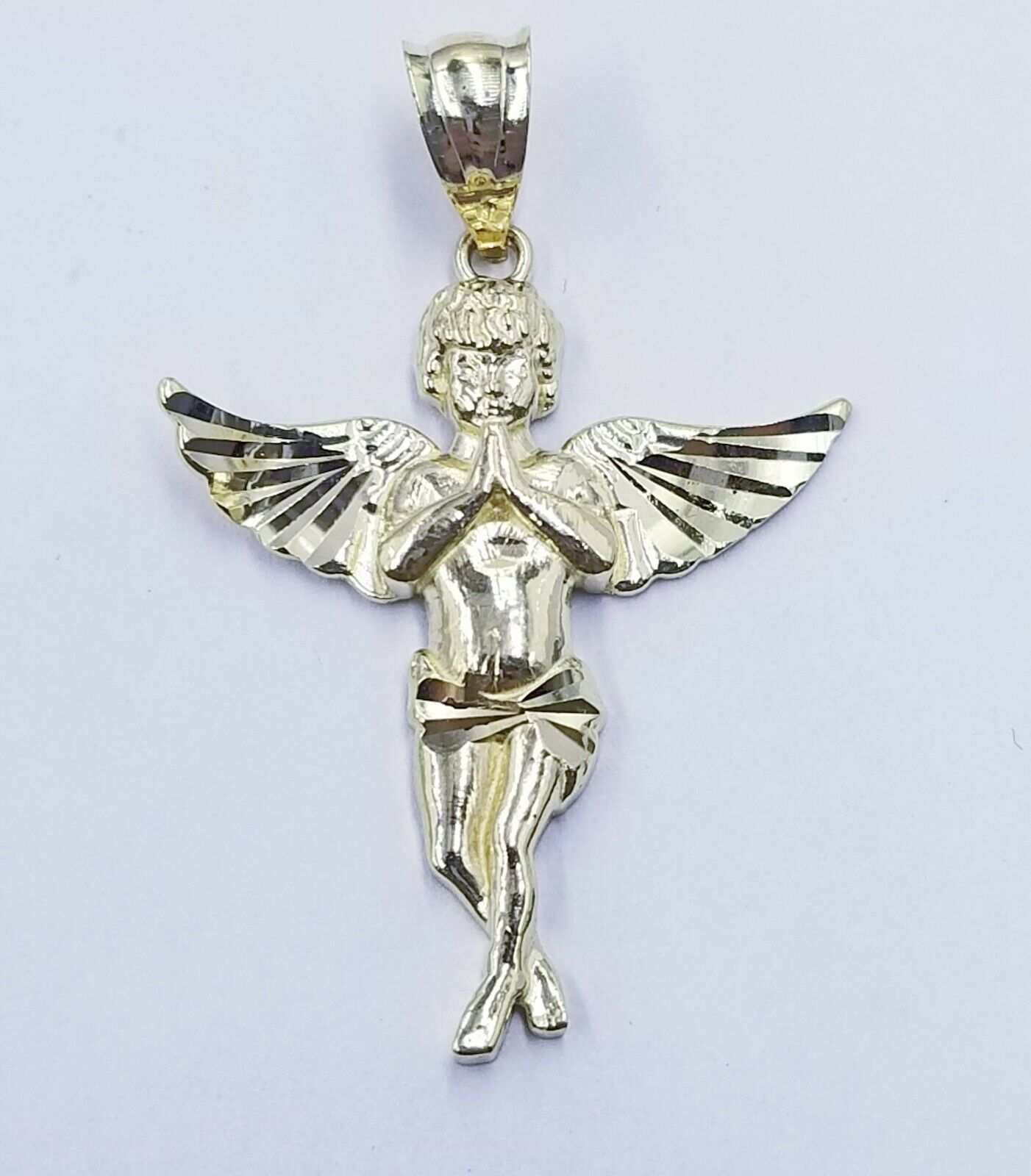 10k Yellow Gold Rope Chain, Angel Charm Pendant Necklace Set 18" - 28" Real 10kt - GoldenlinQ
