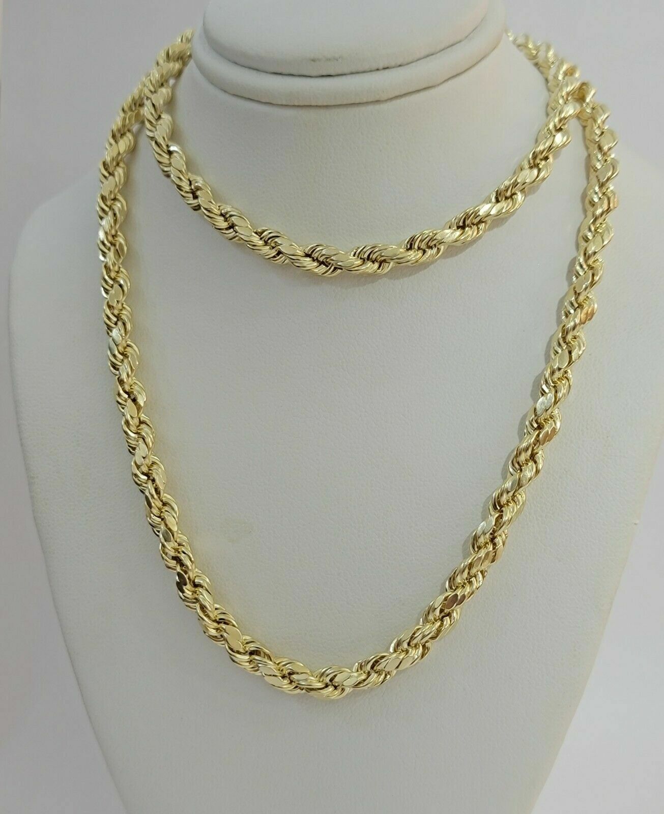 10k Yellow Gold Rope Chain Necklace 18" - 30" Men Women 4mm - 10mm Real Gold Hollow - GoldenlinQ