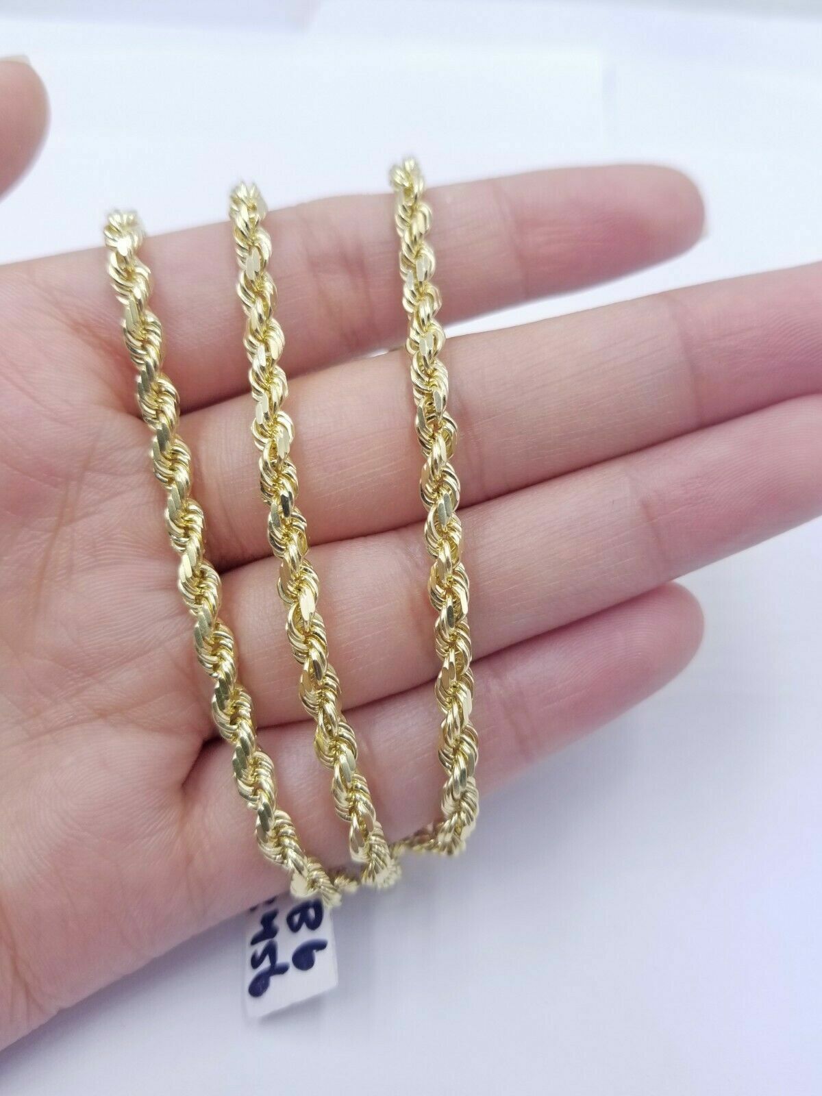 10k Yellow Gold Rope Chain Necklace 18" - 30" Men Women 4mm - 10mm Real Gold Hollow - GoldenlinQ