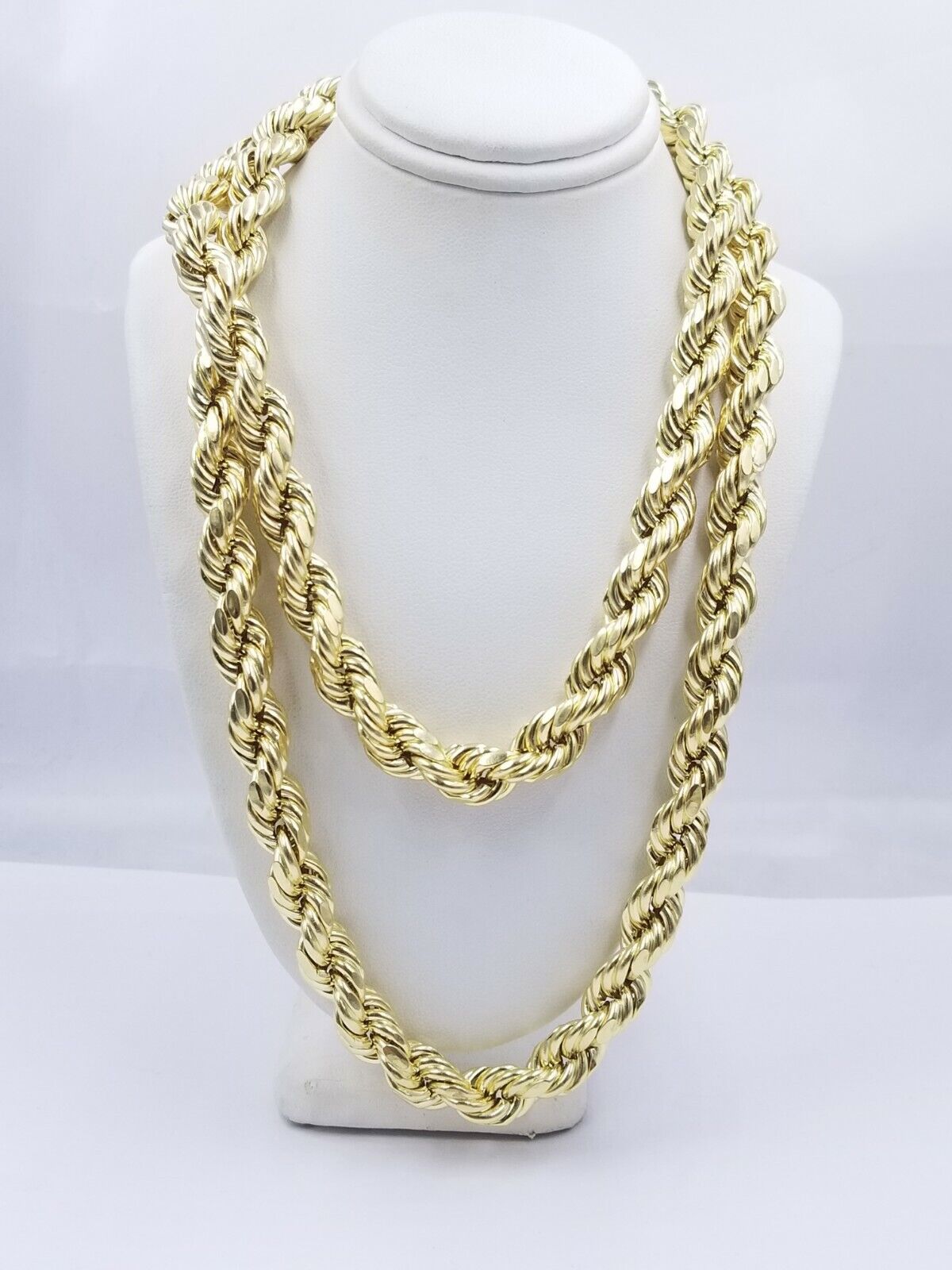 10k Yellow Gold Rope Chain Necklace 18" - 30" Men Women 4mm - 10mm Real Gold Hollow - GoldenlinQ