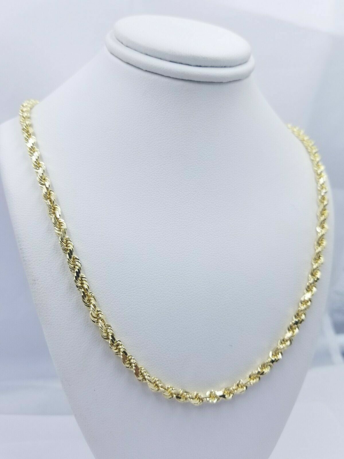 10k Yellow Gold Rope Chain Necklace 18" - 30" Men Women 4mm - 10mm Real Gold Hollow - GoldenlinQ