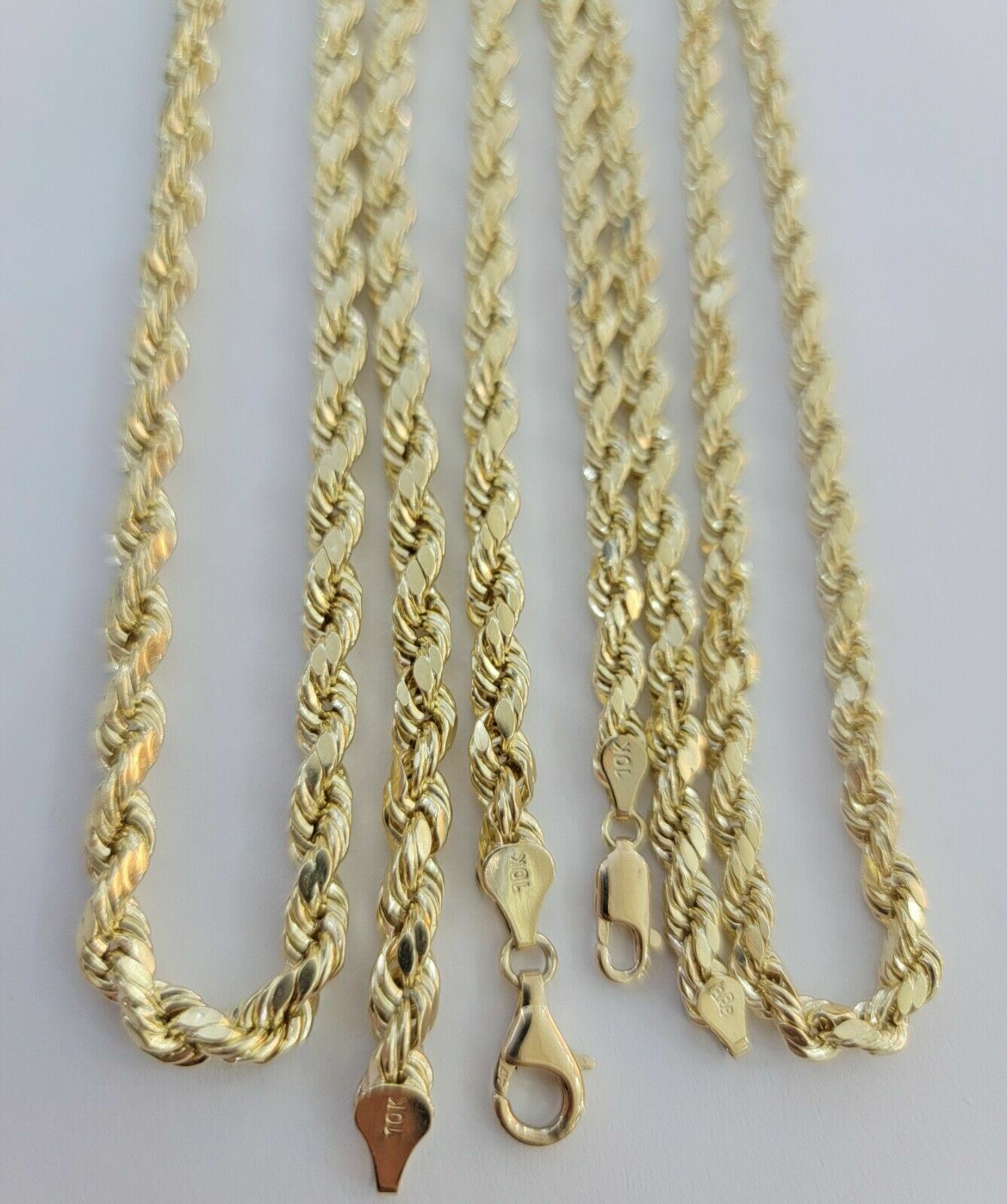 10k Yellow Gold Rope Chain Necklace 18" - 30" Men Women 4mm - 10mm Real Gold Hollow - GoldenlinQ