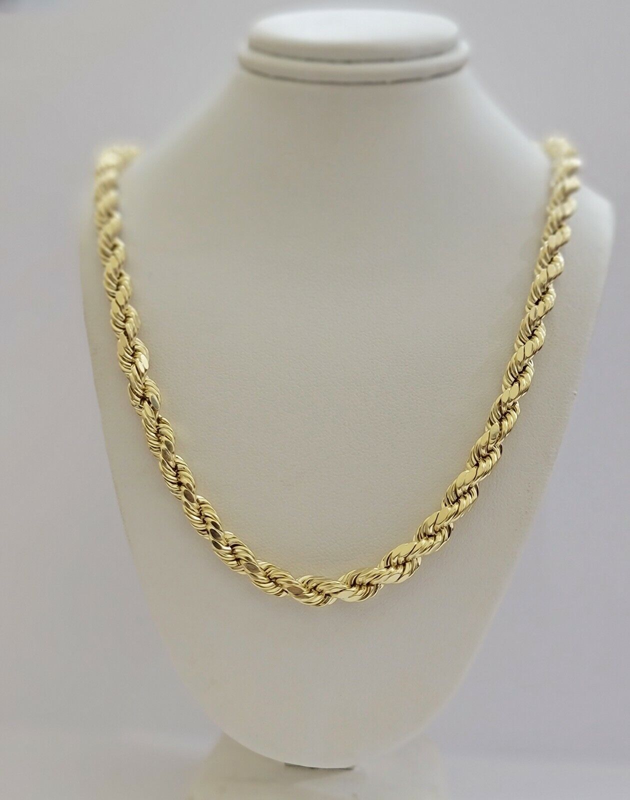 10k Yellow Gold Rope Chain Necklace 18" - 30" Men Women 4mm - 10mm Real Gold Hollow - GoldenlinQ