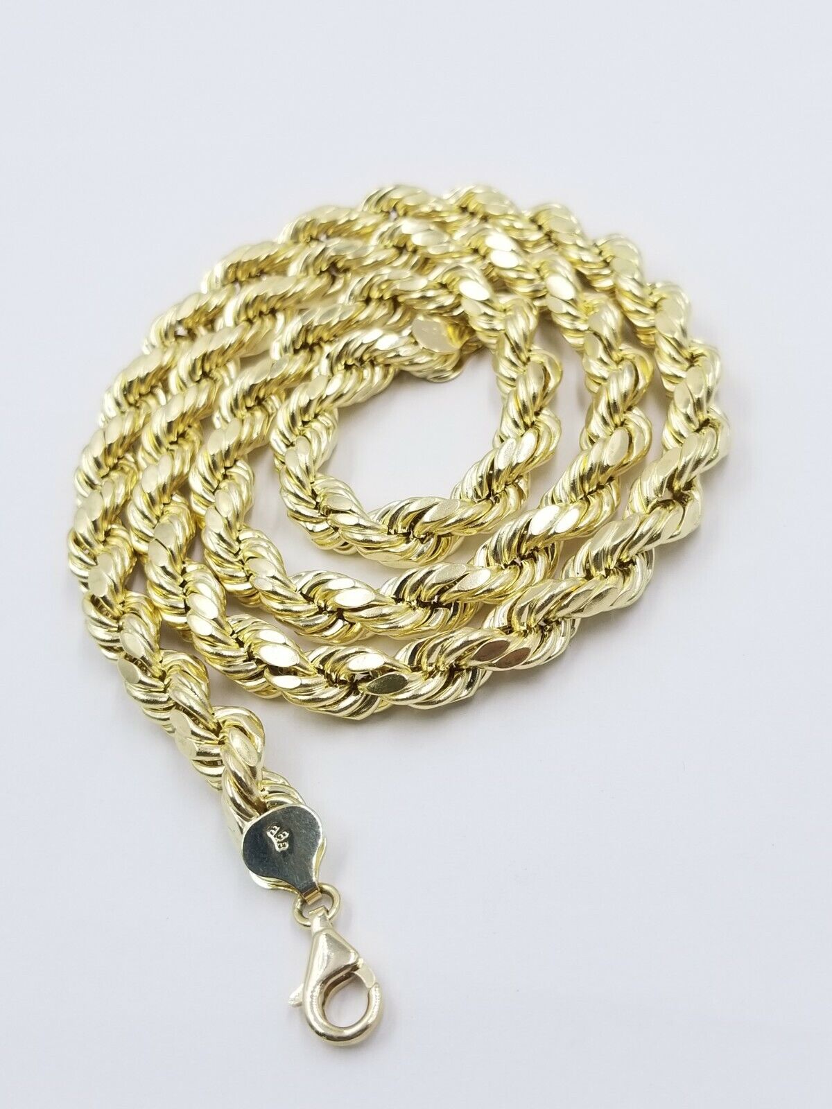10k Yellow Gold Rope Chain Necklace 18" - 30" Men Women 4mm - 10mm Real Gold Hollow - GoldenlinQ