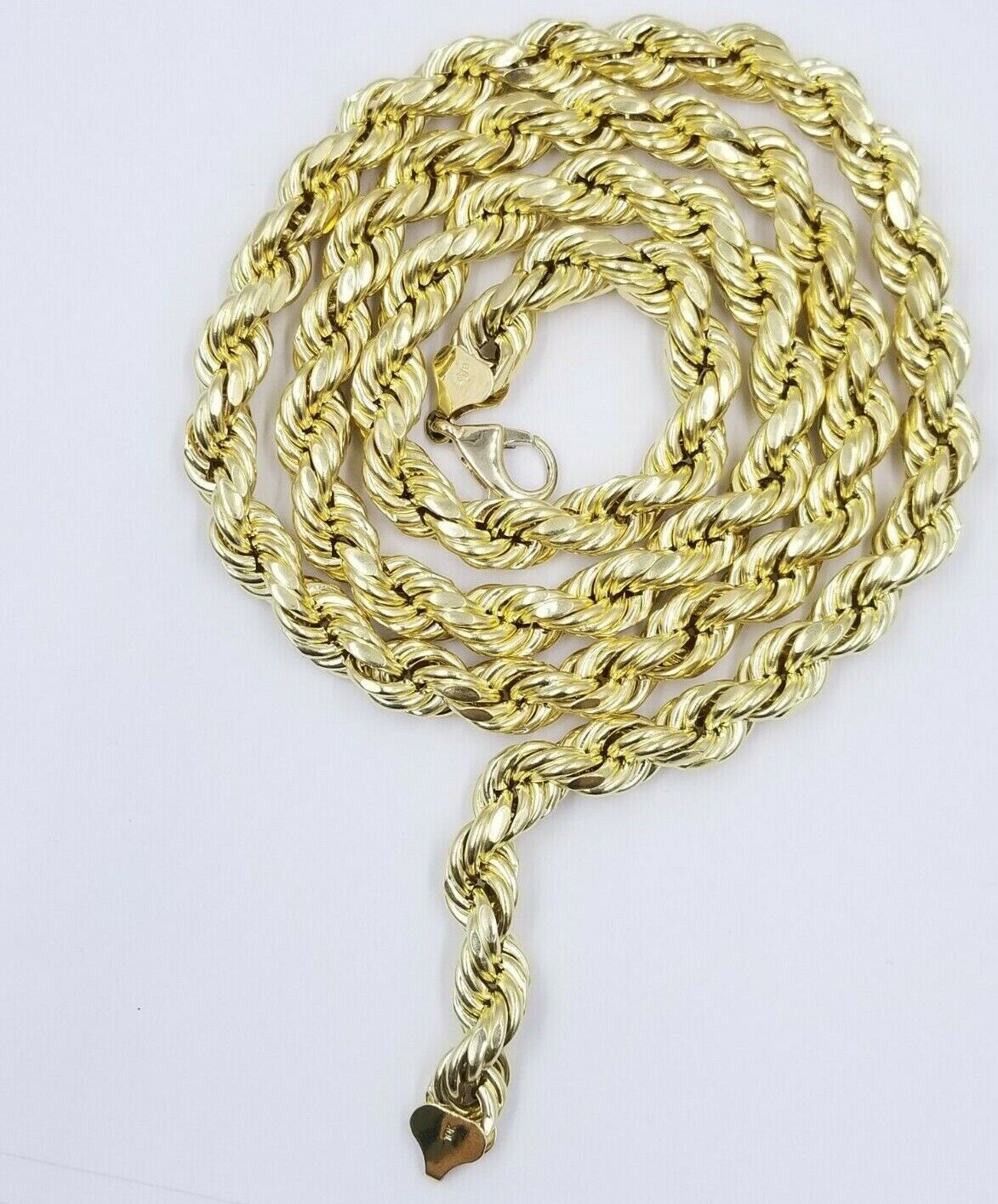 10k Yellow Gold Rope Chain Necklace 18" - 30" Men Women 4mm - 10mm Real Gold Hollow - GoldenlinQ