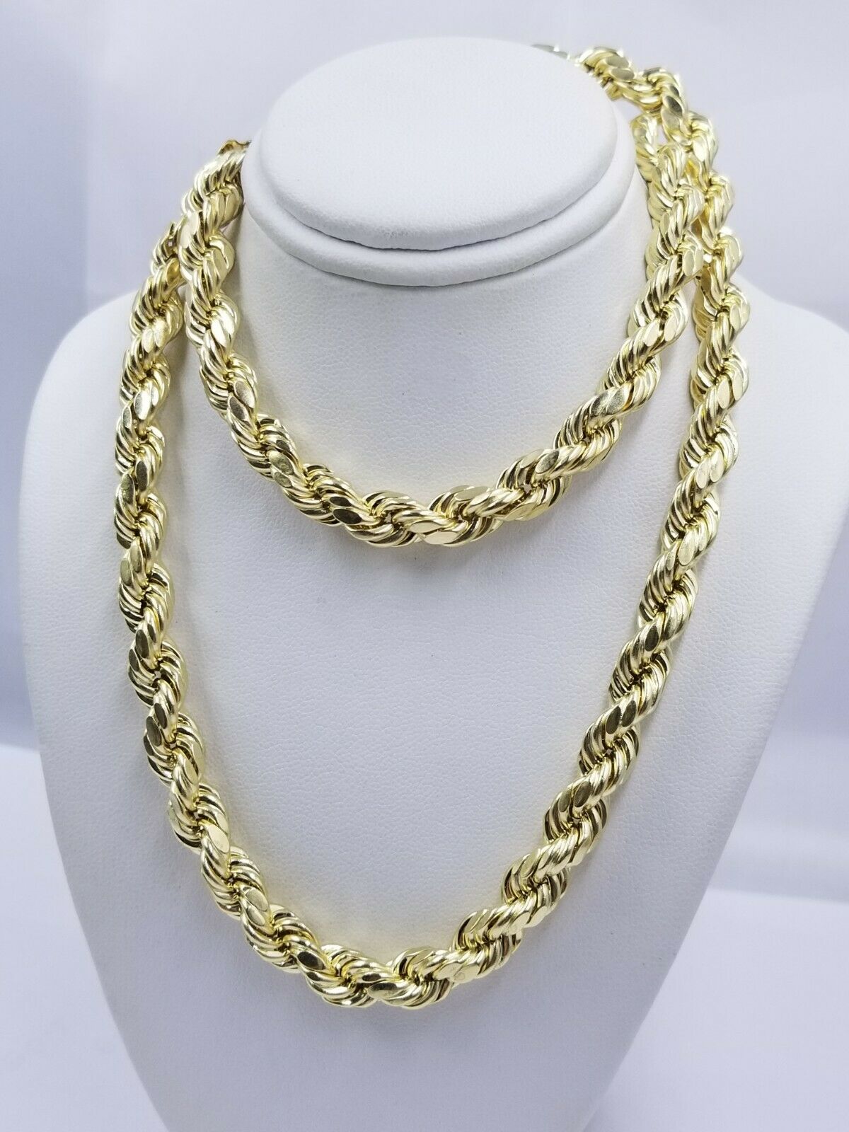 10k Yellow Gold Rope Chain Necklace 18" - 30" Men Women Inch 4mm - 10mm REAL 10 KT - GoldenLinQ