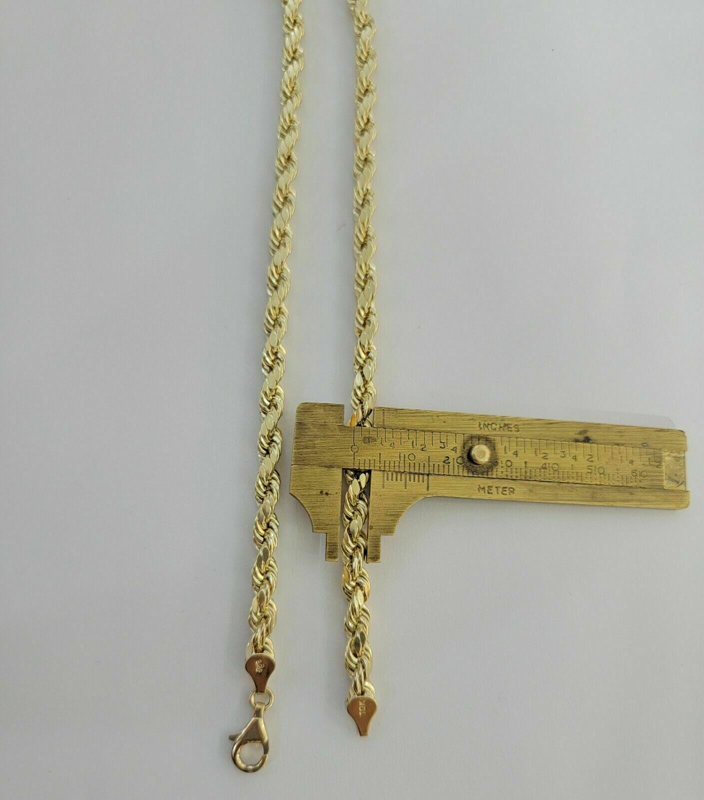 10k Yellow Gold Rope Chain Necklace 18" - 30" Men Women Inch 4mm - 10mm REAL 10 KT - GoldenLinQ