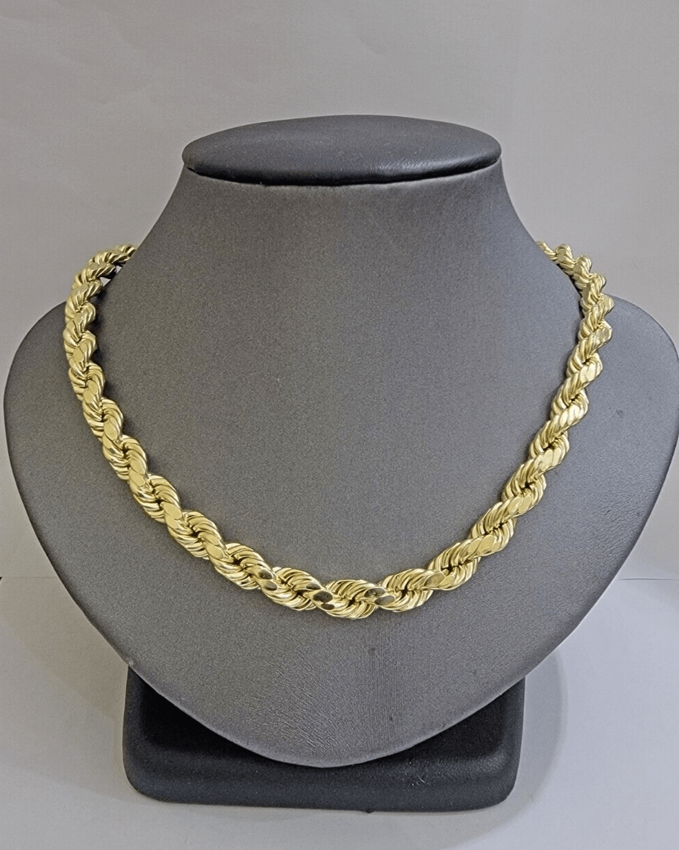10k Yellow Gold Rope Chain Necklace 26 Inch 8mm Diamond Cuts Men's REAL 10KT - GoldenLinQ
