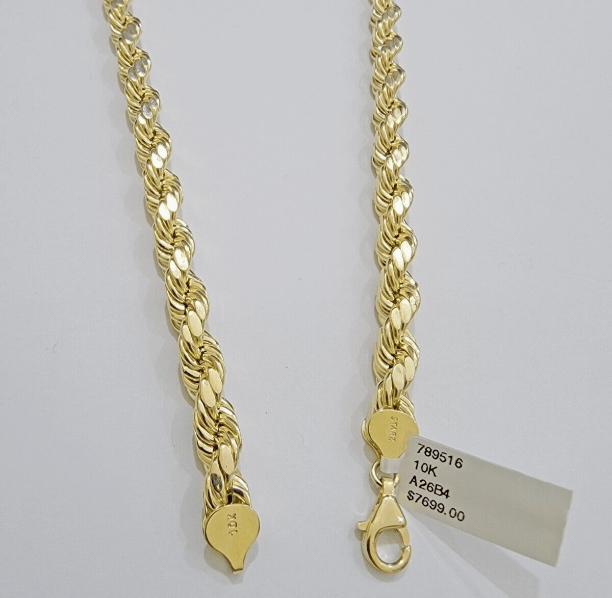 10k Yellow Gold Rope Chain Necklace 28 Inch 8mm Diamond Cuts Men's REAL 10KT - GoldenLinQ