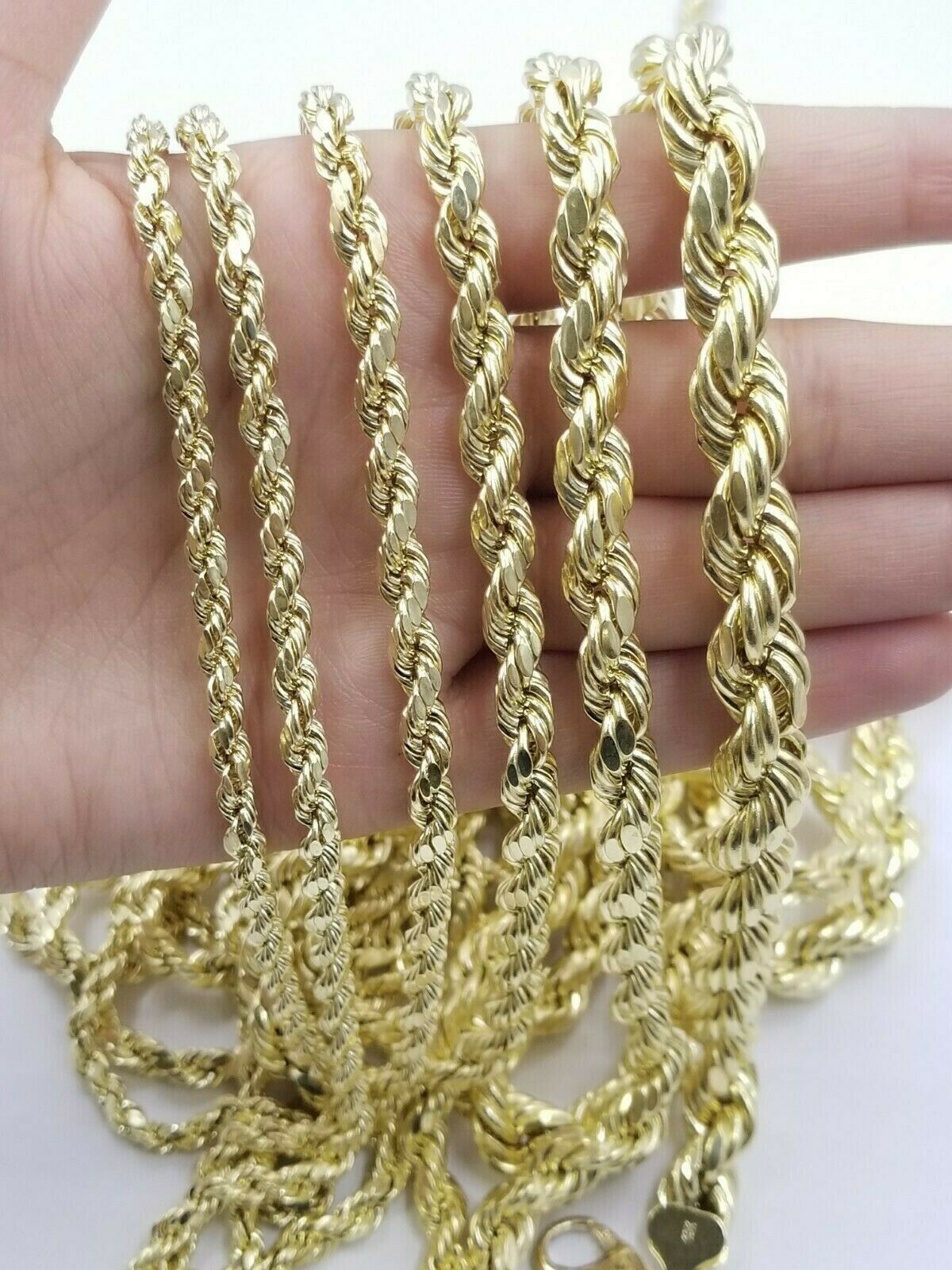 10k Yellow Gold Rope Chain Necklace Men Women 18" - 30 Inch 2 3mm 4mm 5mm 6mm REAL - GoldenlinQ