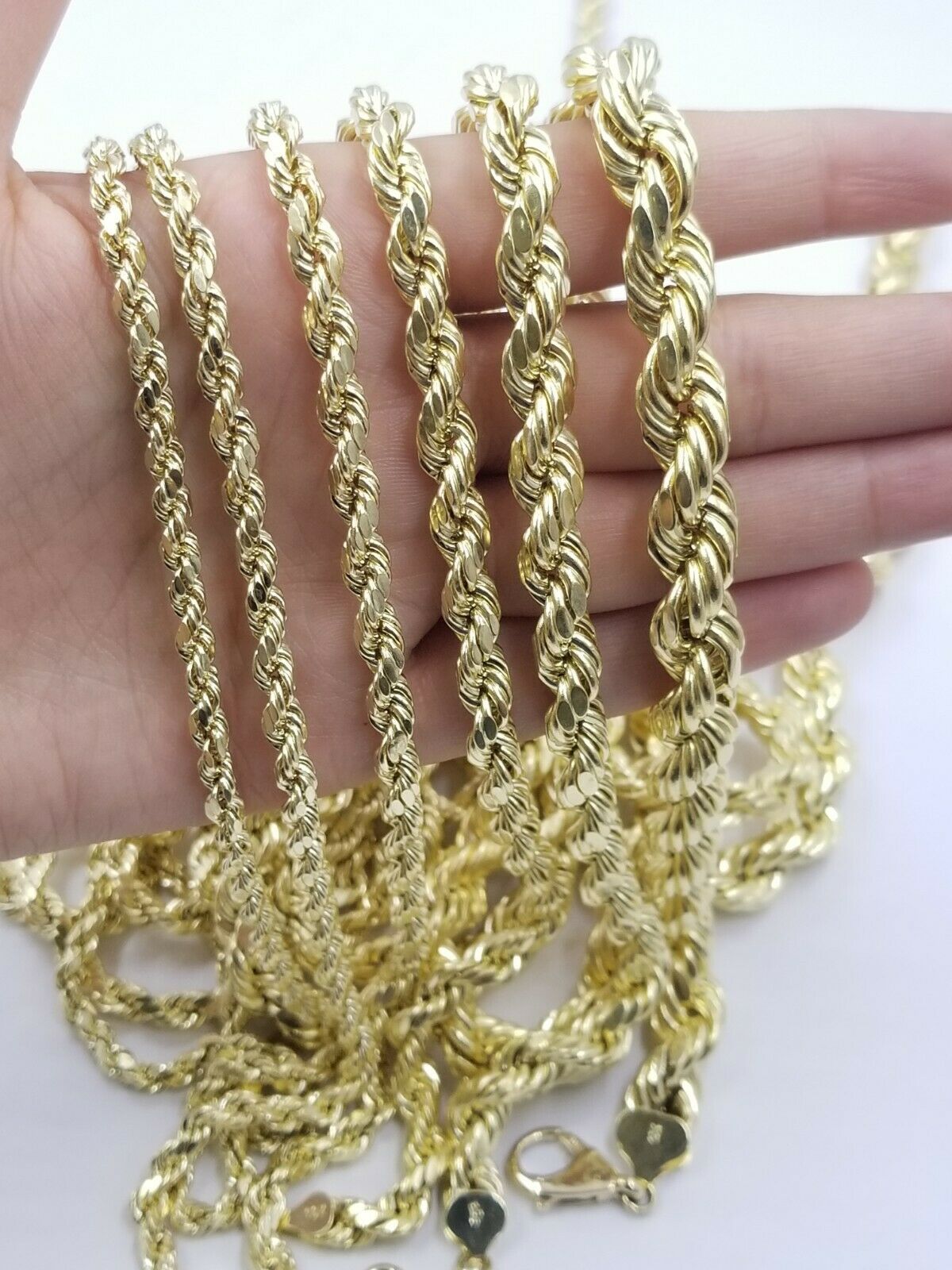 10k Yellow Gold Rope Chain Necklace Men Women 18" - 30 Inch 2 3mm 4mm 5mm 6mm REAL - GoldenlinQ