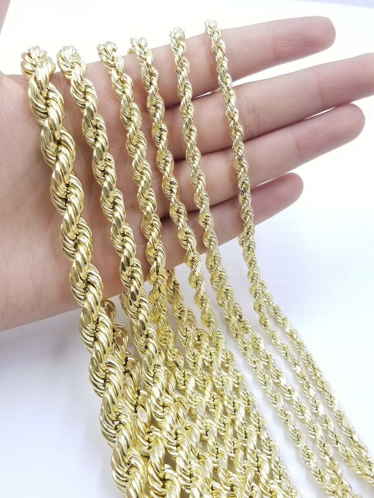10k Yellow Gold Rope Chain Necklace Men Women 18" - 30 Inch 2 3mm 4mm 5mm 6mm REAL - GoldenlinQ