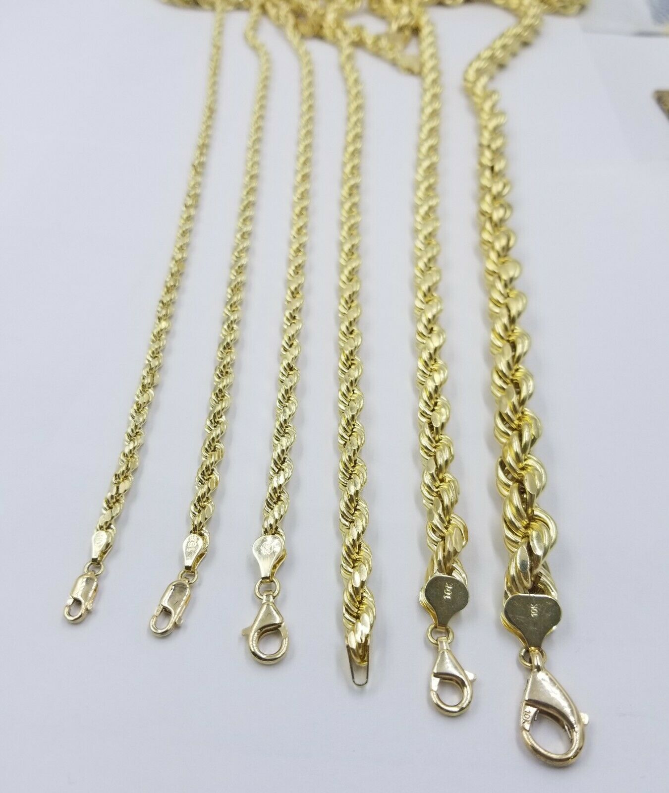 10k Yellow Gold Rope Chain Necklace Men Women 18" - 30 Inch 2 3mm 4mm 5mm 6mm REAL - GoldenlinQ