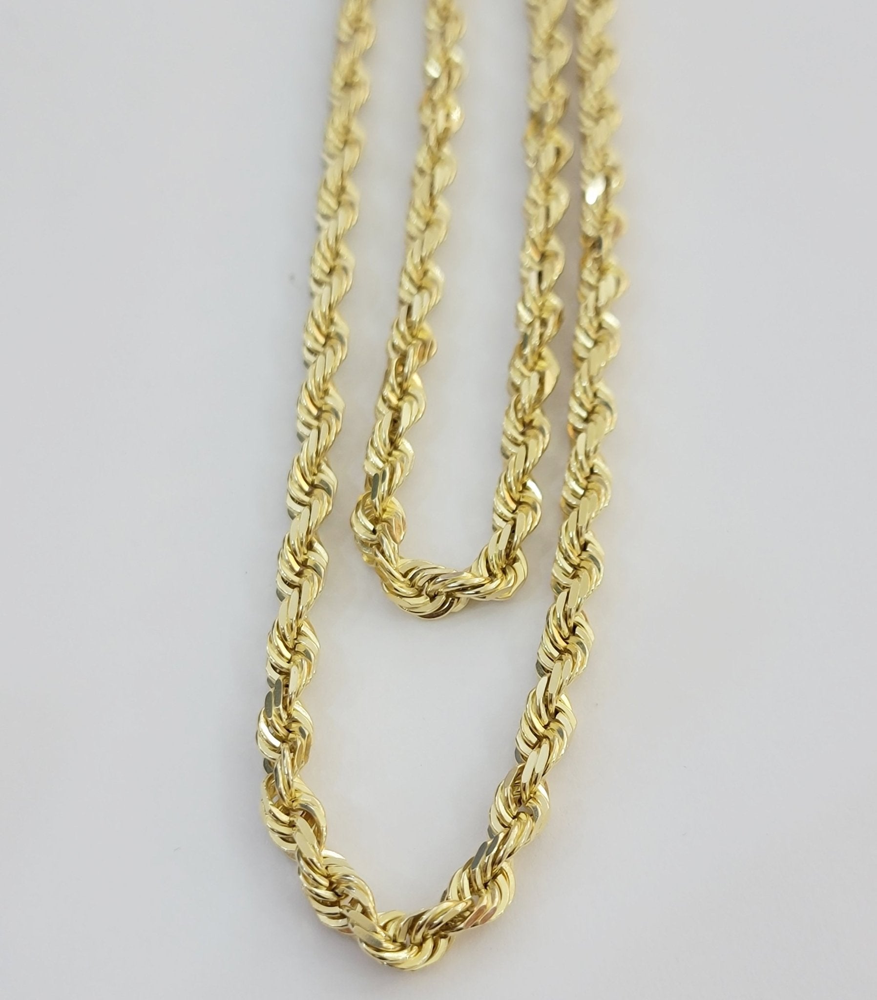 10k Yellow Gold Rope Chain Solid Necklace 6mm 20" Choker Length For Women Men - GoldenlinQ