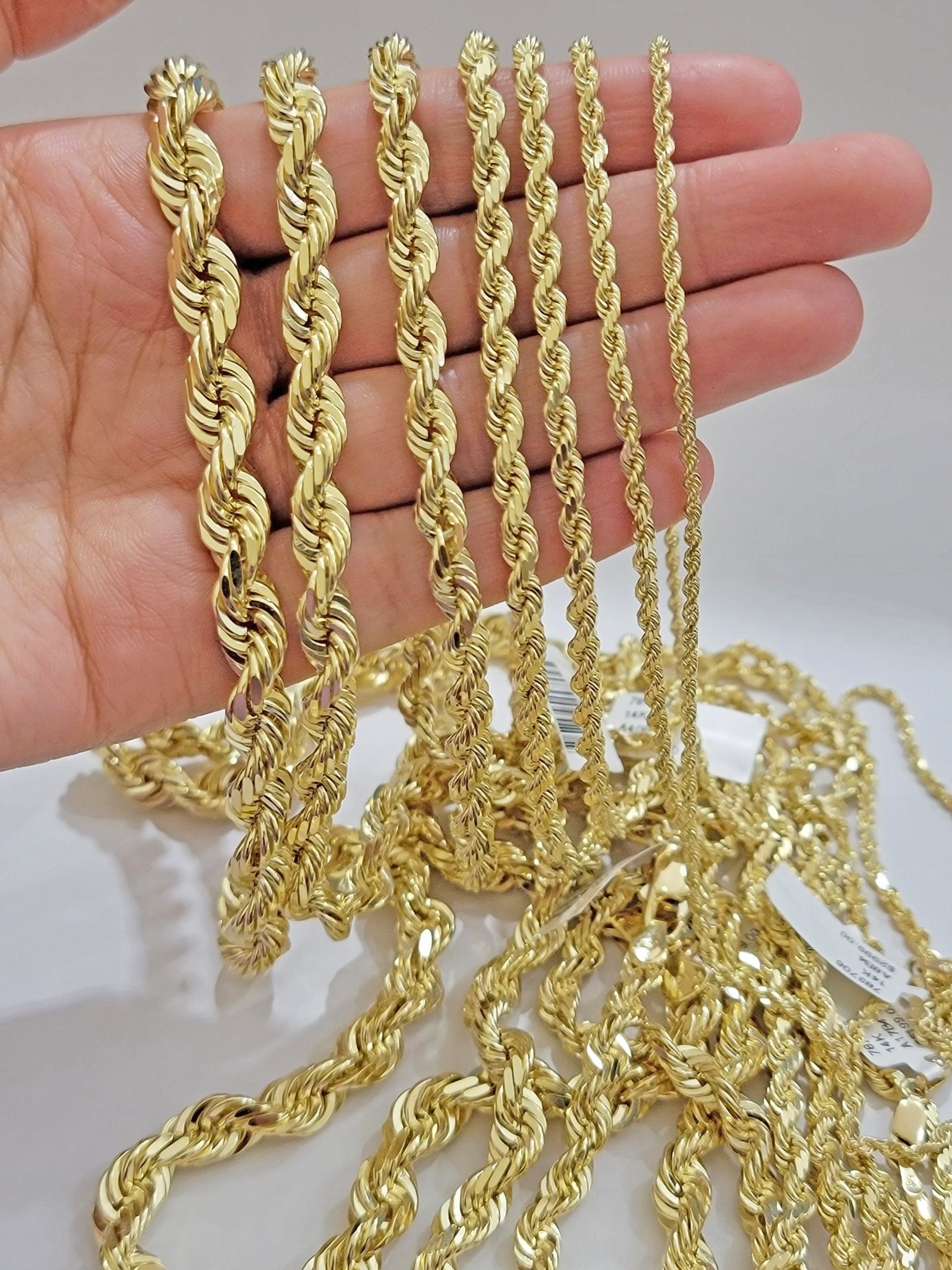 10k Yellow Gold Rope Chain Solid Necklace 6mm 22" Inch Real 10kt For Men Women - GoldenlinQ