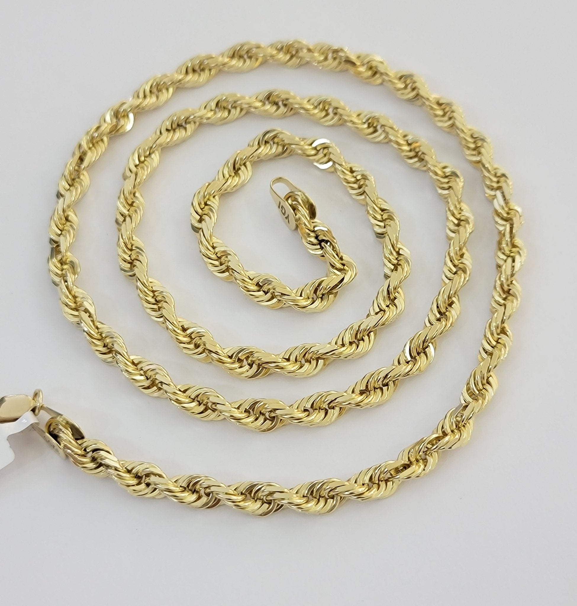 10k Yellow Gold Rope Chain Solid Necklace 6mm 26" Inch Real 10kt For Men's - GoldenlinQ