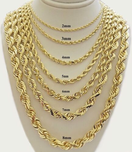 10k Yellow Gold Rope Chain Solid Necklace 6mm 26" Inch Real 10kt For Men's - GoldenlinQ