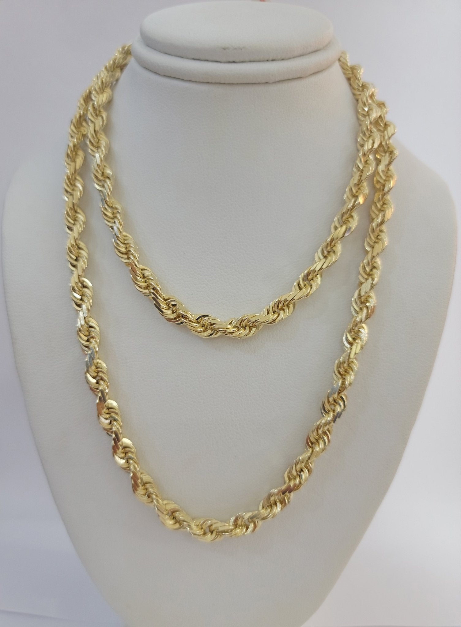 10k Yellow Gold Rope Chain Solid Necklace 6mm 26" Inch Real 10kt For Men's - GoldenlinQ