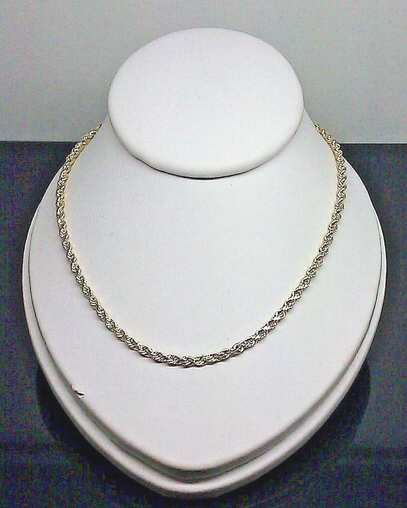 10k Yellow Gold Rope Necklace Chain 2mm 16" 18" 20" 22" 24" 26" Diamond Cut REAL - GoldenlinQ