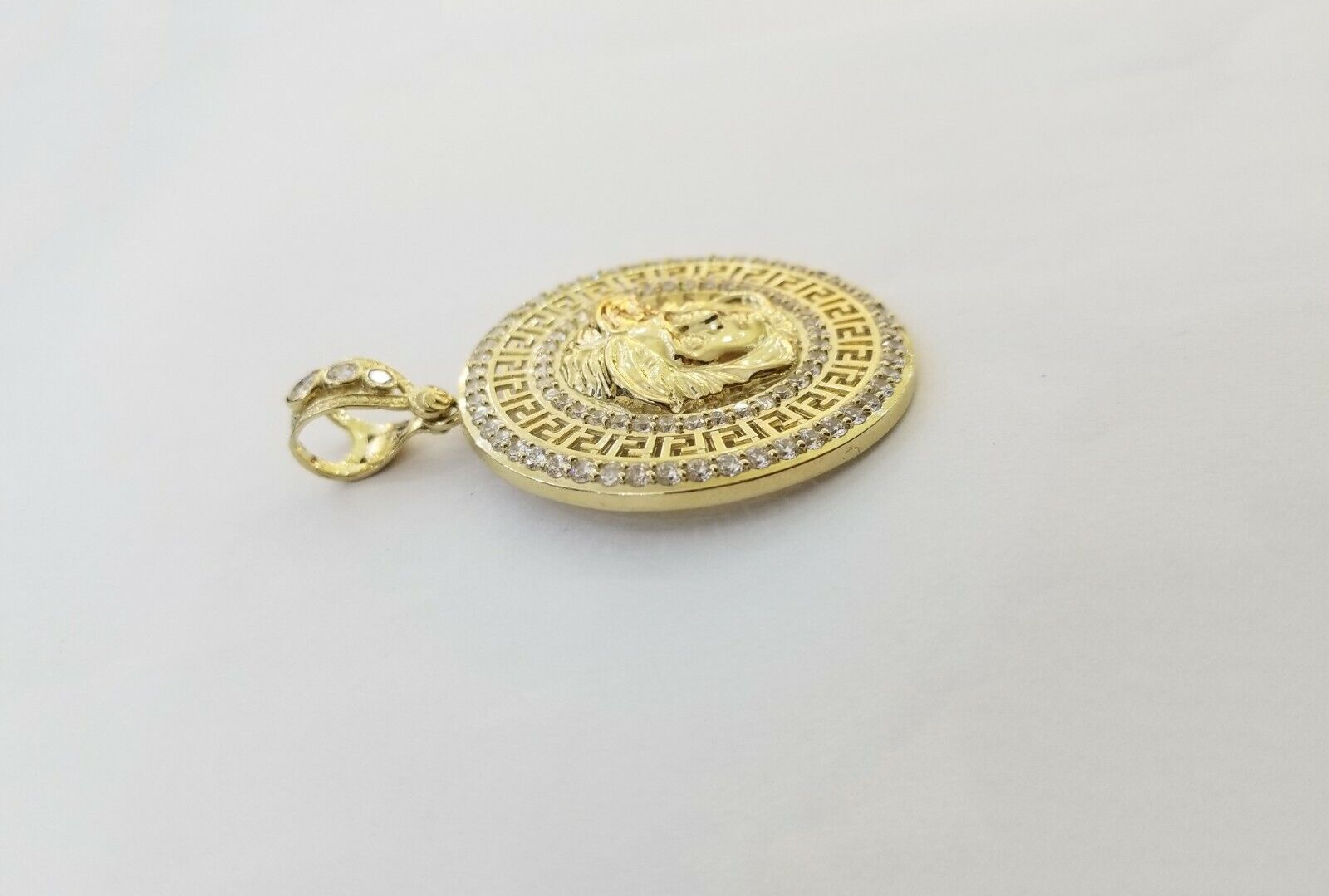 10k Yellow Gold Round Circle Charm Pendant 2 Inches 10kt gold - GoldenlinQ