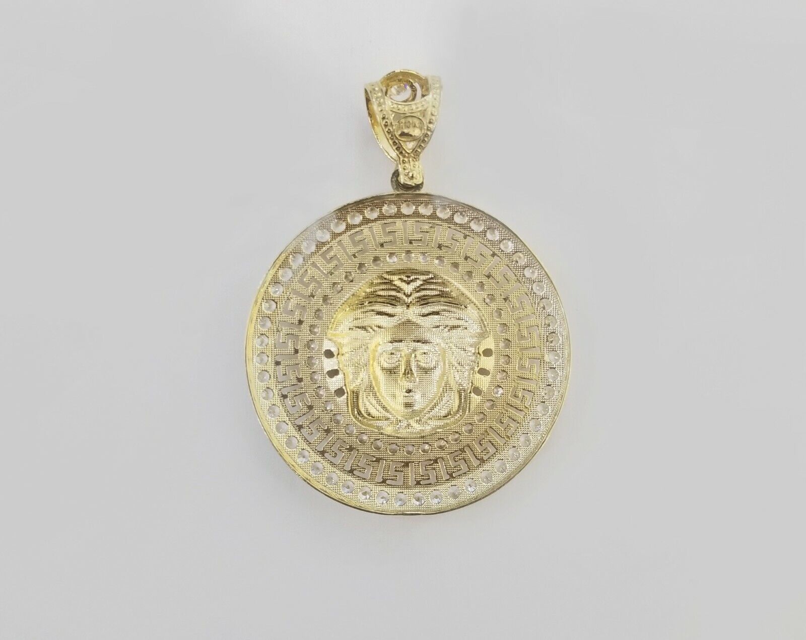 10k Yellow Gold Round Circle Charm Pendant 2 Inches 10kt gold - GoldenlinQ