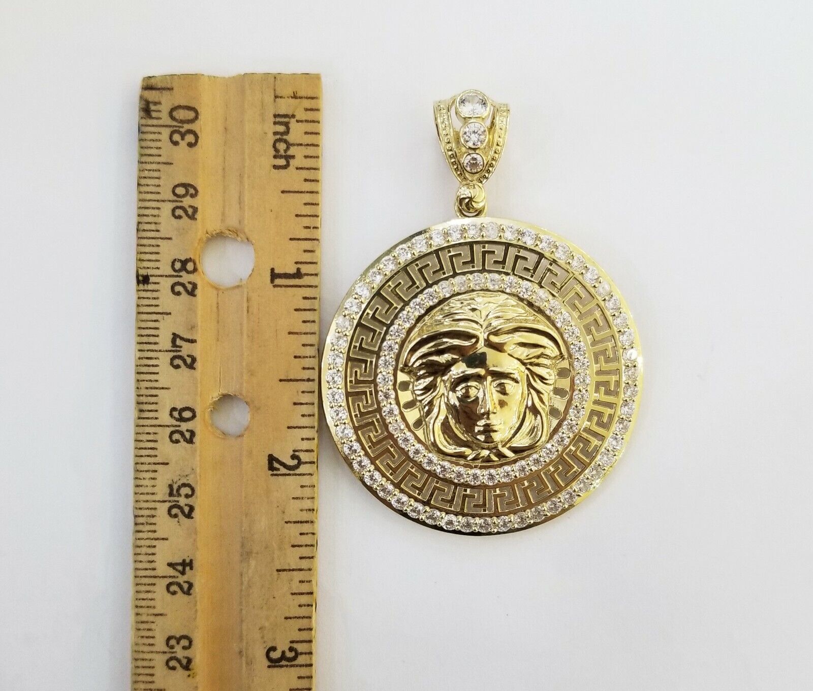 10k Yellow Gold Round Circle Charm Pendant 2 Inches 10kt gold - GoldenlinQ