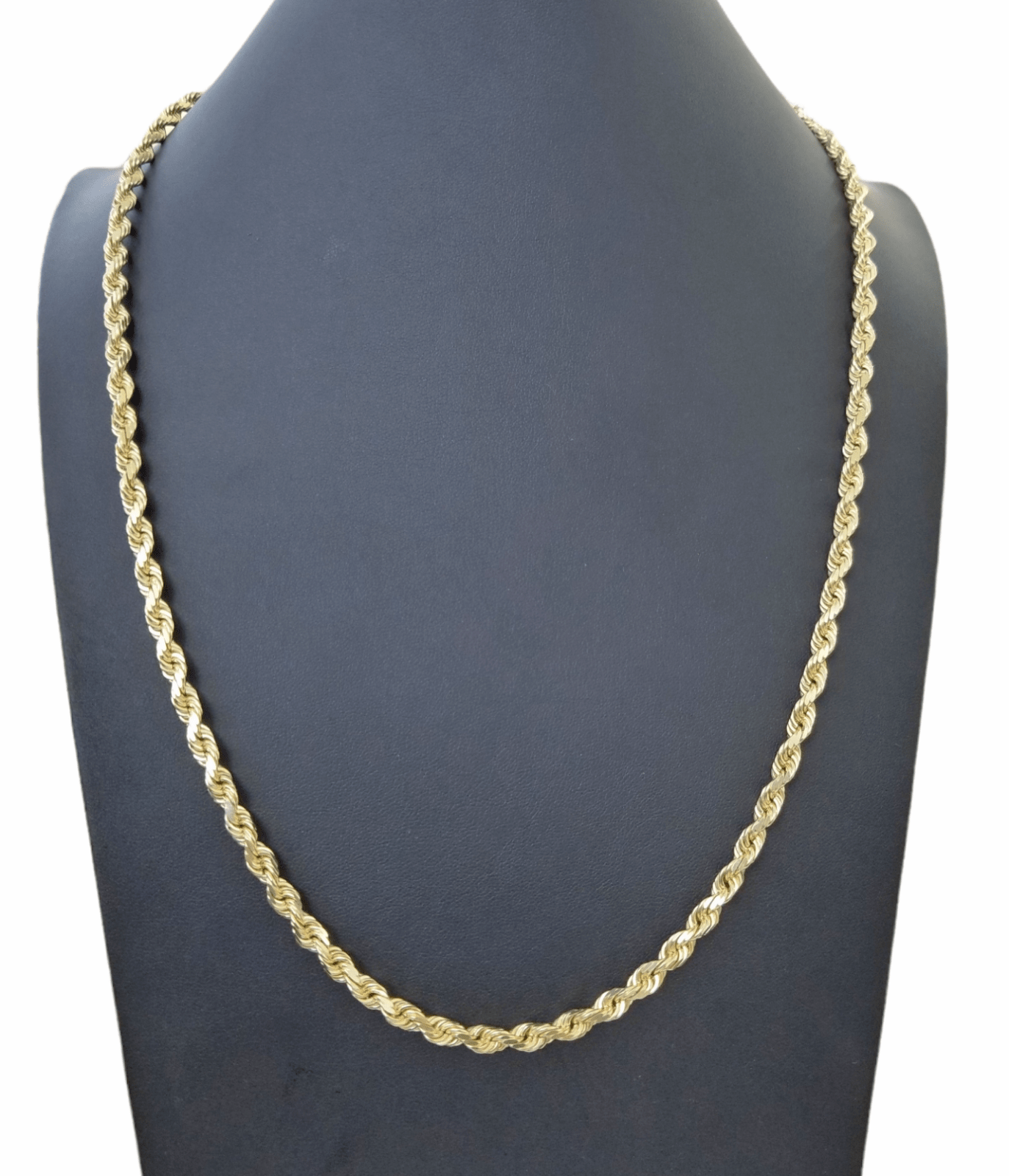 10k Yellow Gold Solid Rope Chain Necklace 7mm 22" Inch Real 10KT Gold - GoldenlinQ