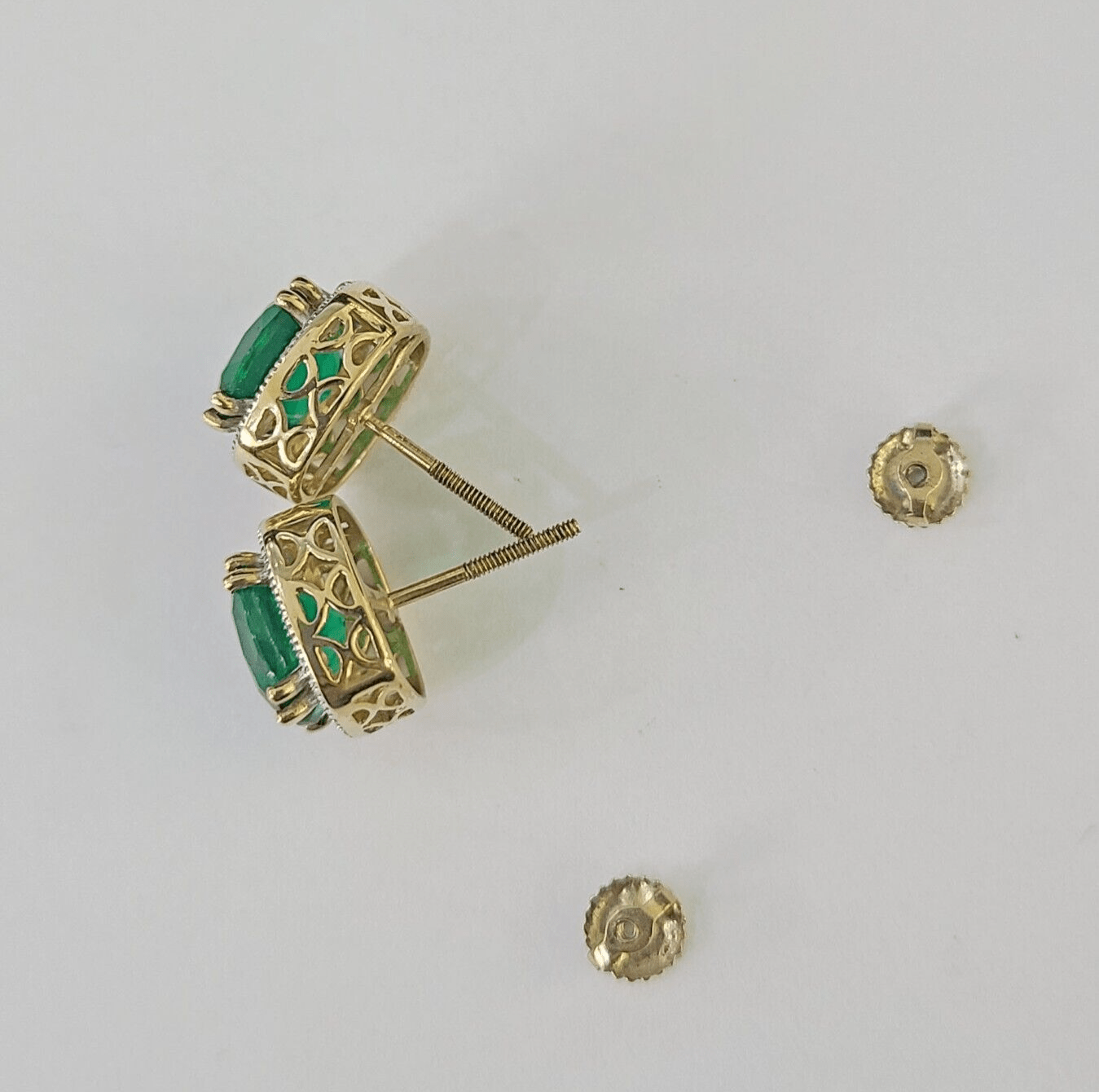 10k Yellow Gold Square Diamond Earrings Real Screw - Back Women Men studs - GoldenlinQ