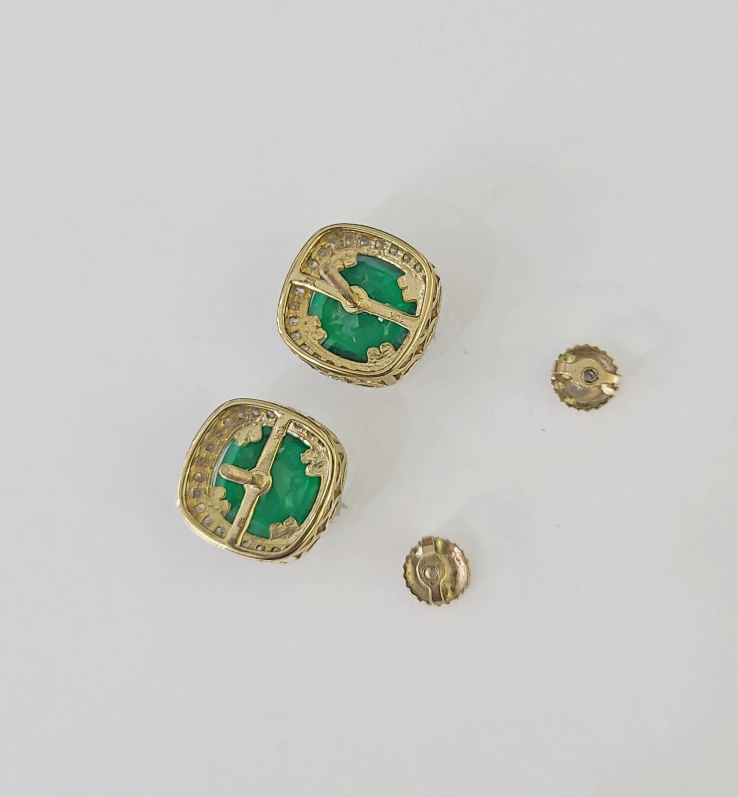 10k Yellow Gold Square Diamond Earrings Real Screw - Back Women Men studs - GoldenlinQ