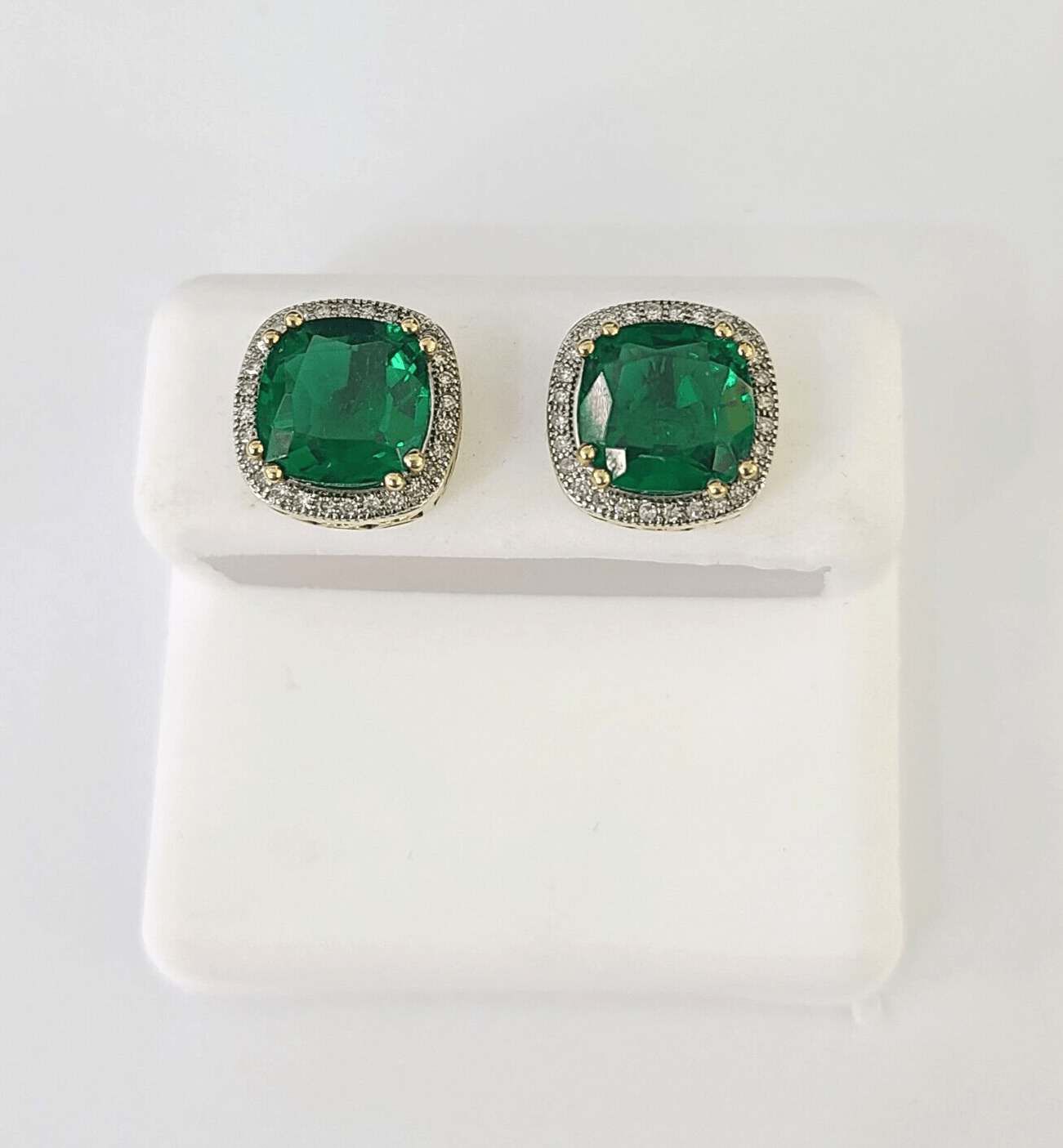 10k Yellow Gold Square Diamond Earrings Real Screw - Back Women Men studs - GoldenlinQ