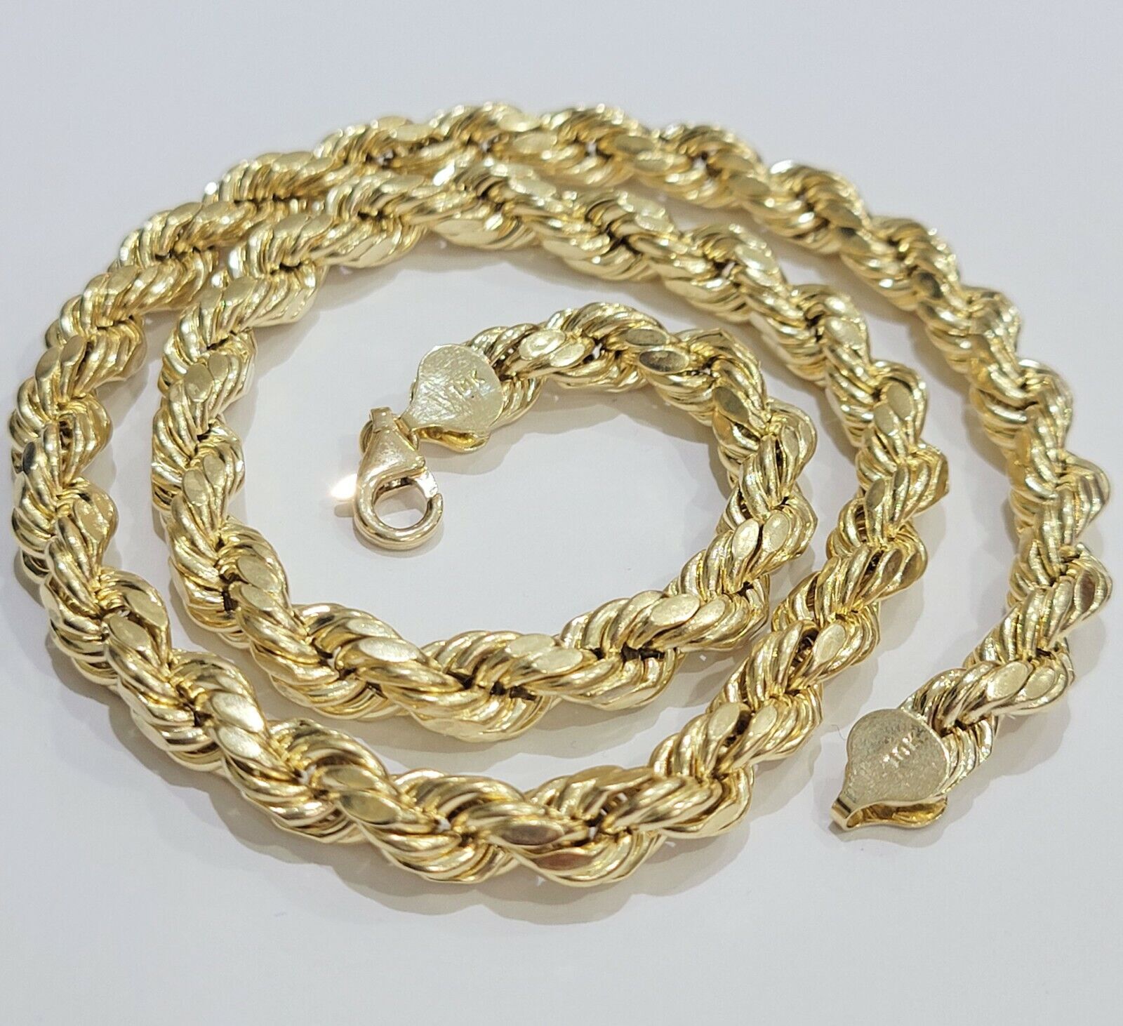 10K Yellow Gold Thick Rope Chain 22" 8mm Real 10k Necklace - GoldenlinQ
