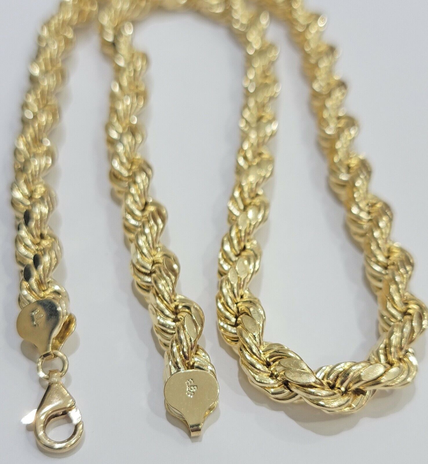 10K Yellow Gold Thick Rope Chain 22" 8mm Real 10k Necklace - GoldenlinQ