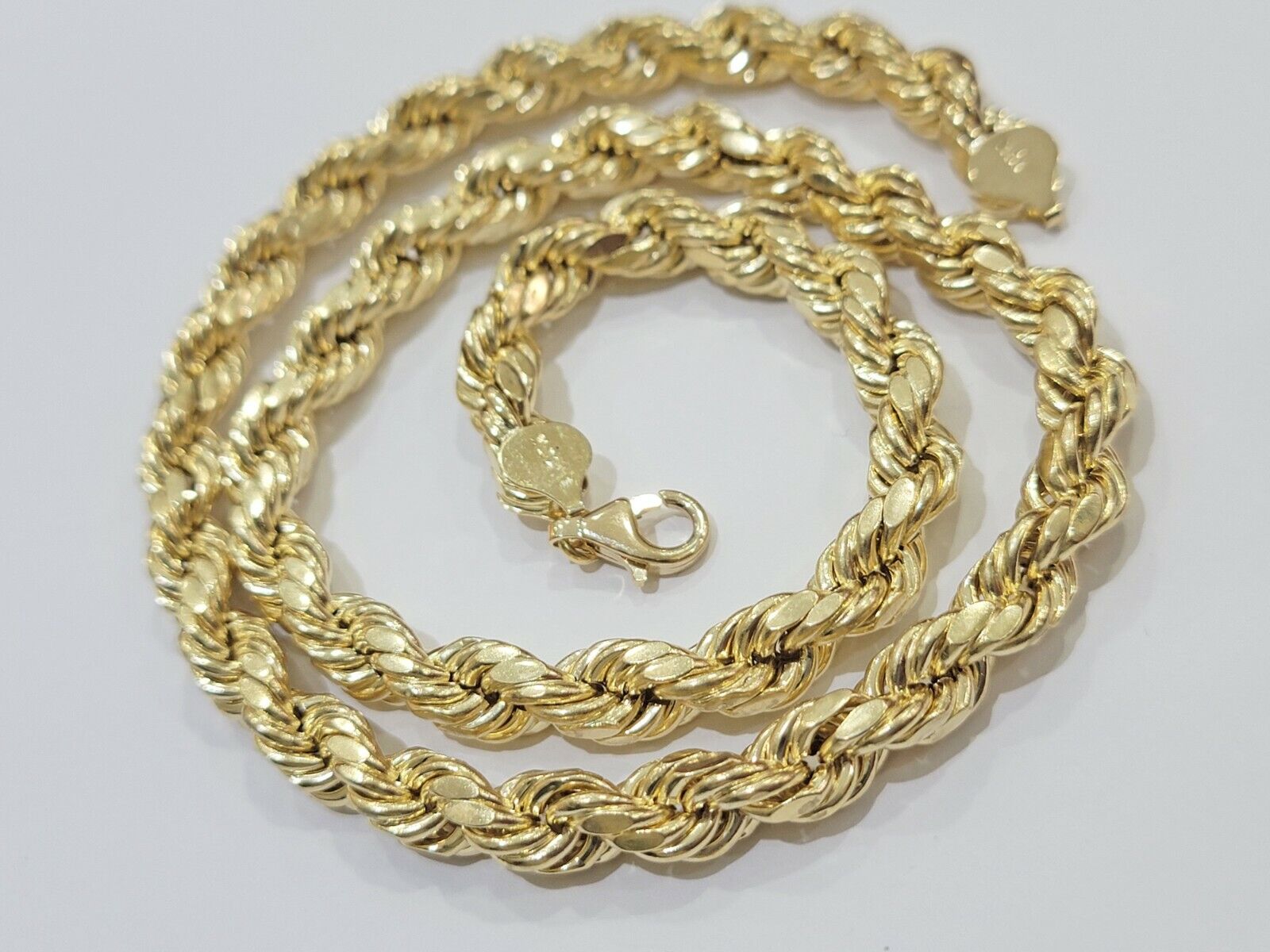 10K Yellow Gold Thick Rope Chain 22" 8mm Real 10k Necklace - GoldenlinQ
