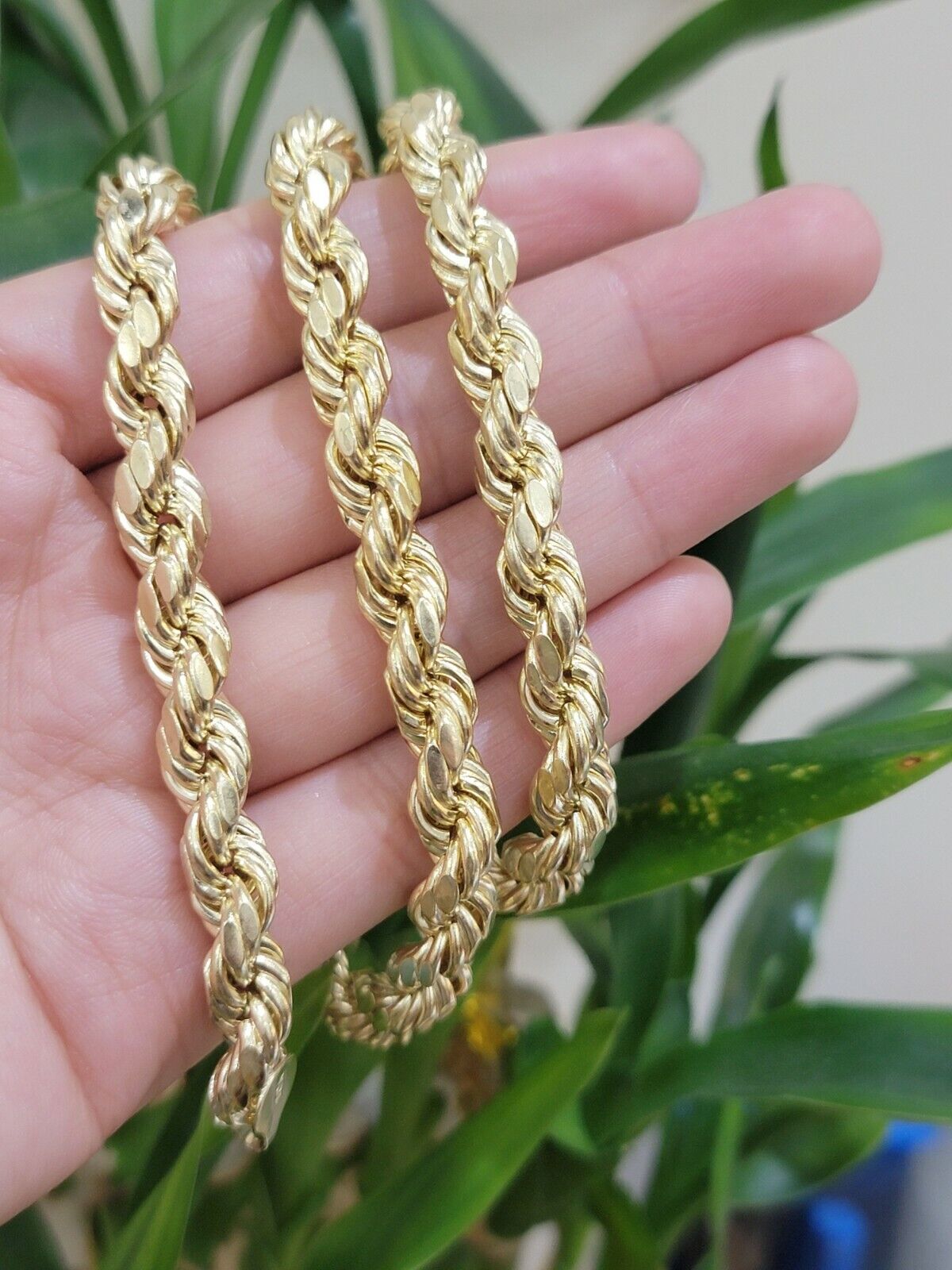 10K Yellow Gold Thick Rope Chain 22" 8mm Real 10k Necklace - GoldenlinQ