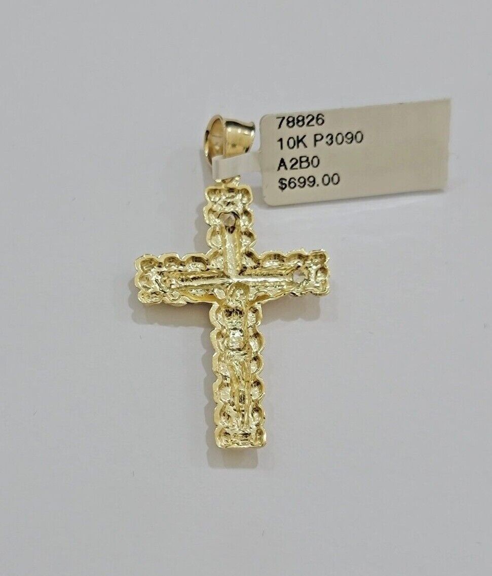 10kt Gold Milano Rope Chain Cross Charm Pendant Set 18 - 24 Inch 3mm Necklace REAL - GoldenlinQ