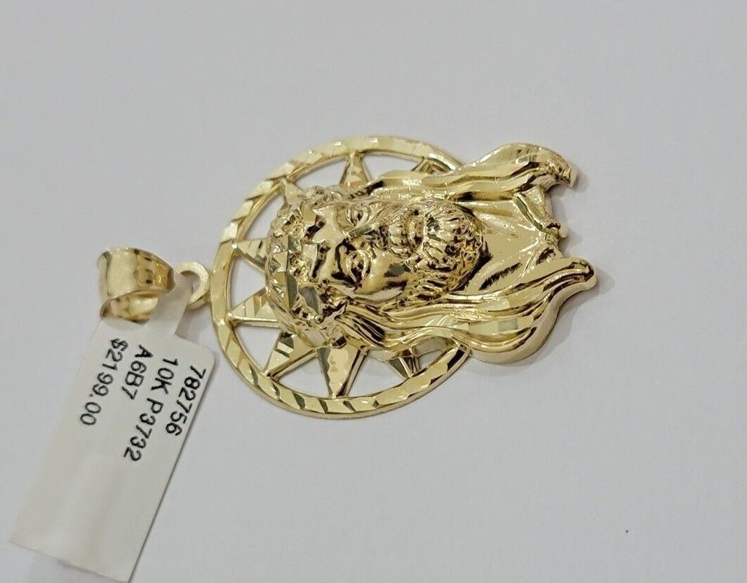 10kt Gold Rope Chain Jesus Head Charm Pendant Set 18 - 30'' Inch 5mm Necklace SALE - GoldenlinQ