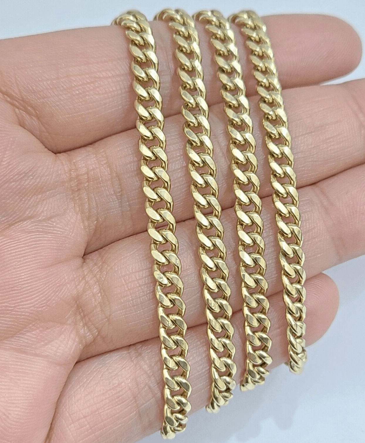 10kt Yellow Gold Miami Cuban Link Chain 10k Necklace 24 Inches 4mm Box Lock Real - GoldenlinQ