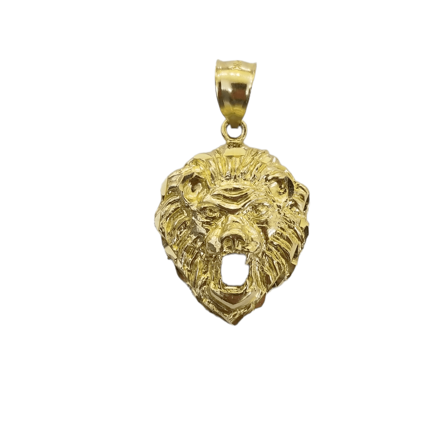 10kYellow Gold Lion Head Pendent 3mm 20" 22" 24" 26" 28" Inch Miami Cuban Chain - GoldenlinQ