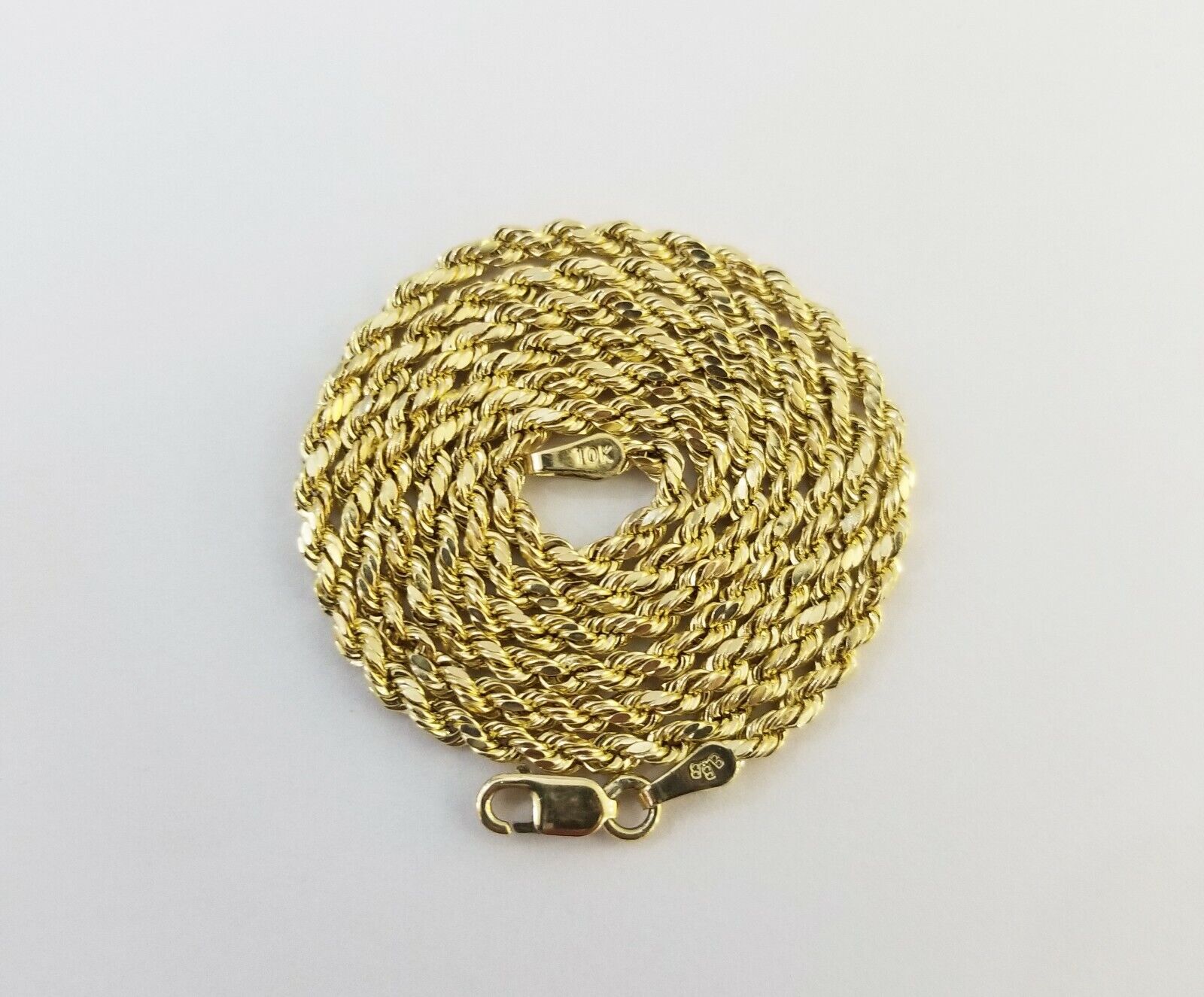 10kYellow Gold round circle Jesus charm 18" inch rope chain 2mm 10kt gold set - GoldenlinQ