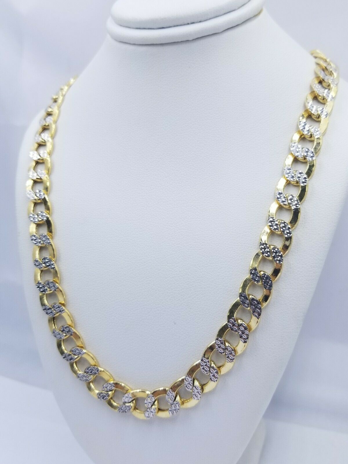 10MM Real Gold Men Necklace Cuban Link 20" - 28" Diamond Cut 10k Yellow Gold Chain - GoldenLinQ