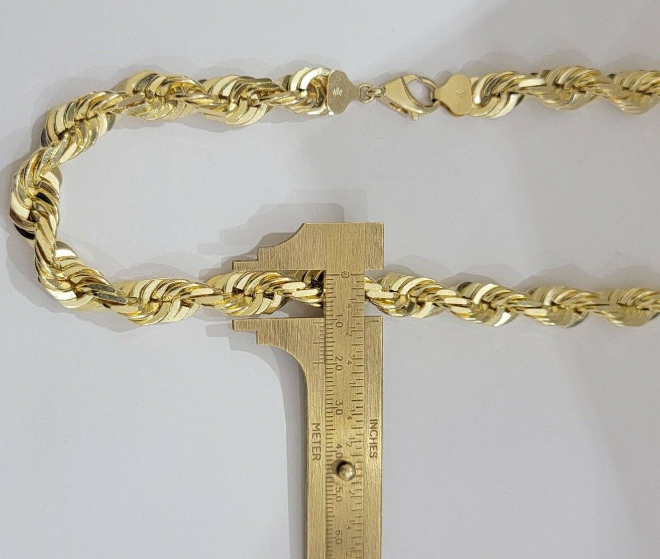 10mm Rope Chain Necklace 10k Yellow Gold 24 Inch Diamond Cut Men's REAL 10kt - GoldenLinQ