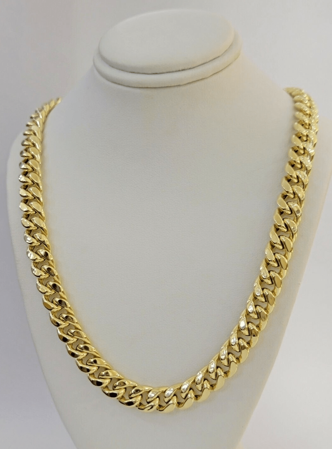 11mm 10k Yellow Gold Chain Necklace Miami Cuban Link 22" Inch Box lock REAL 10K - GoldenLinQ